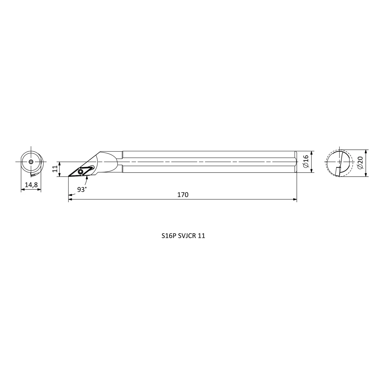 S16P SVJCR 11 &mdash; dimensioned drawing