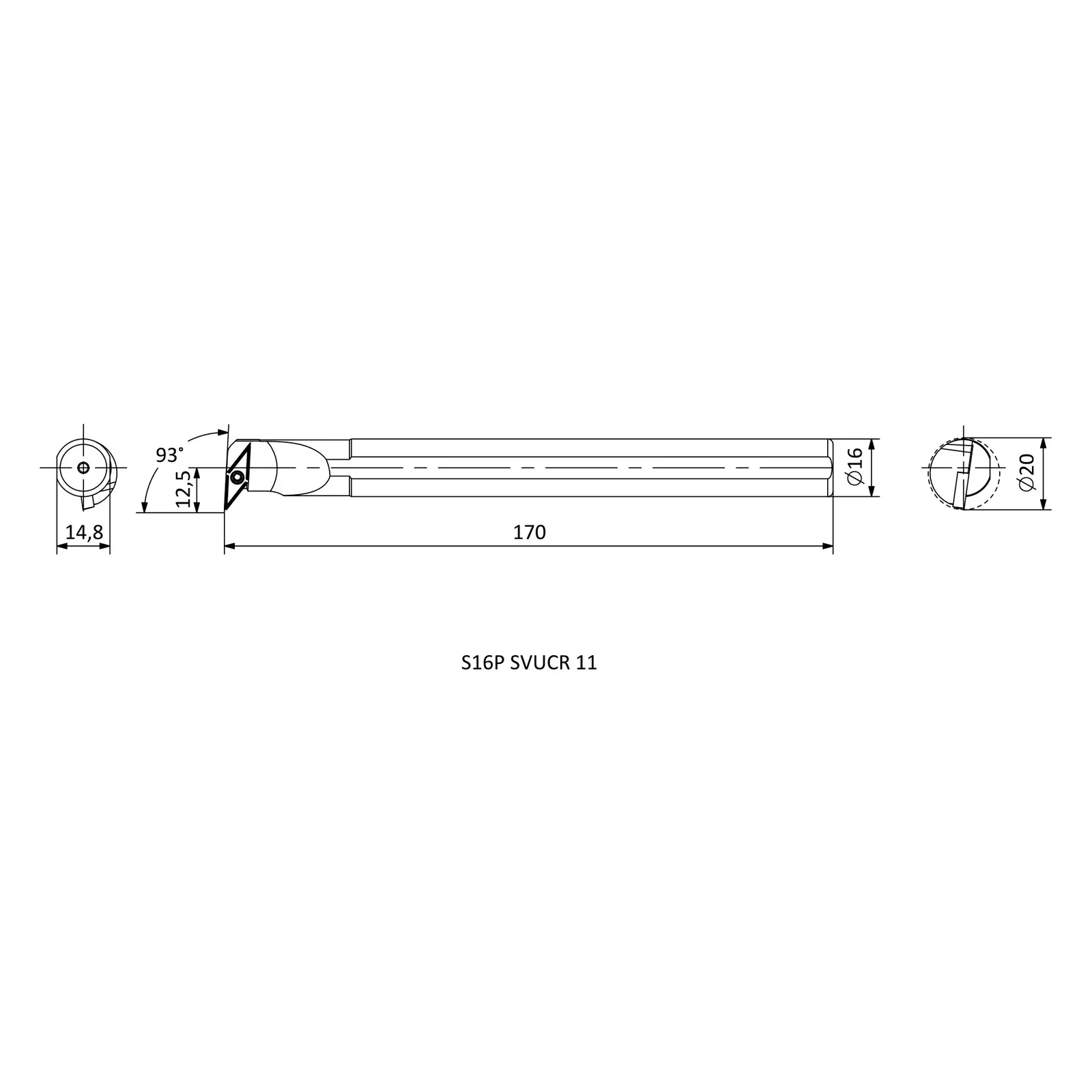 S16P SVUCR 11 &mdash; dimensioned drawing