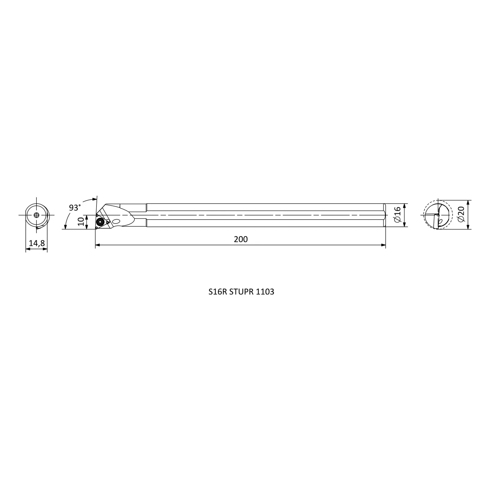 S16R STUPR 1103 &mdash; dimensioned drawing