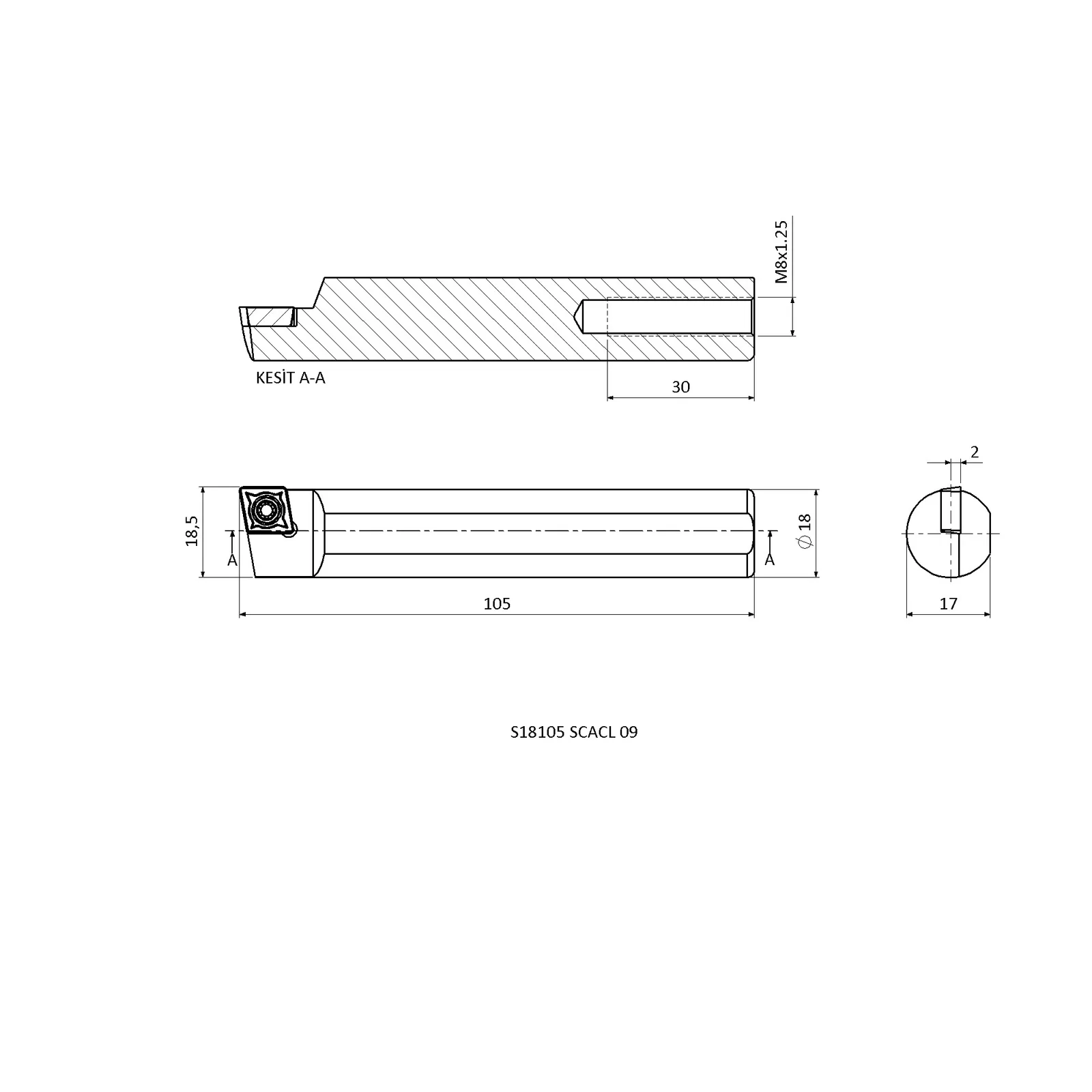 S18105 SCACL 09 &mdash; dimensioned drawing