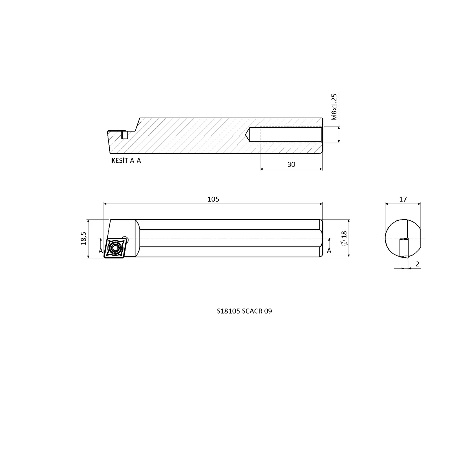 S18105 SCACR 09 &mdash; dimensioned drawing