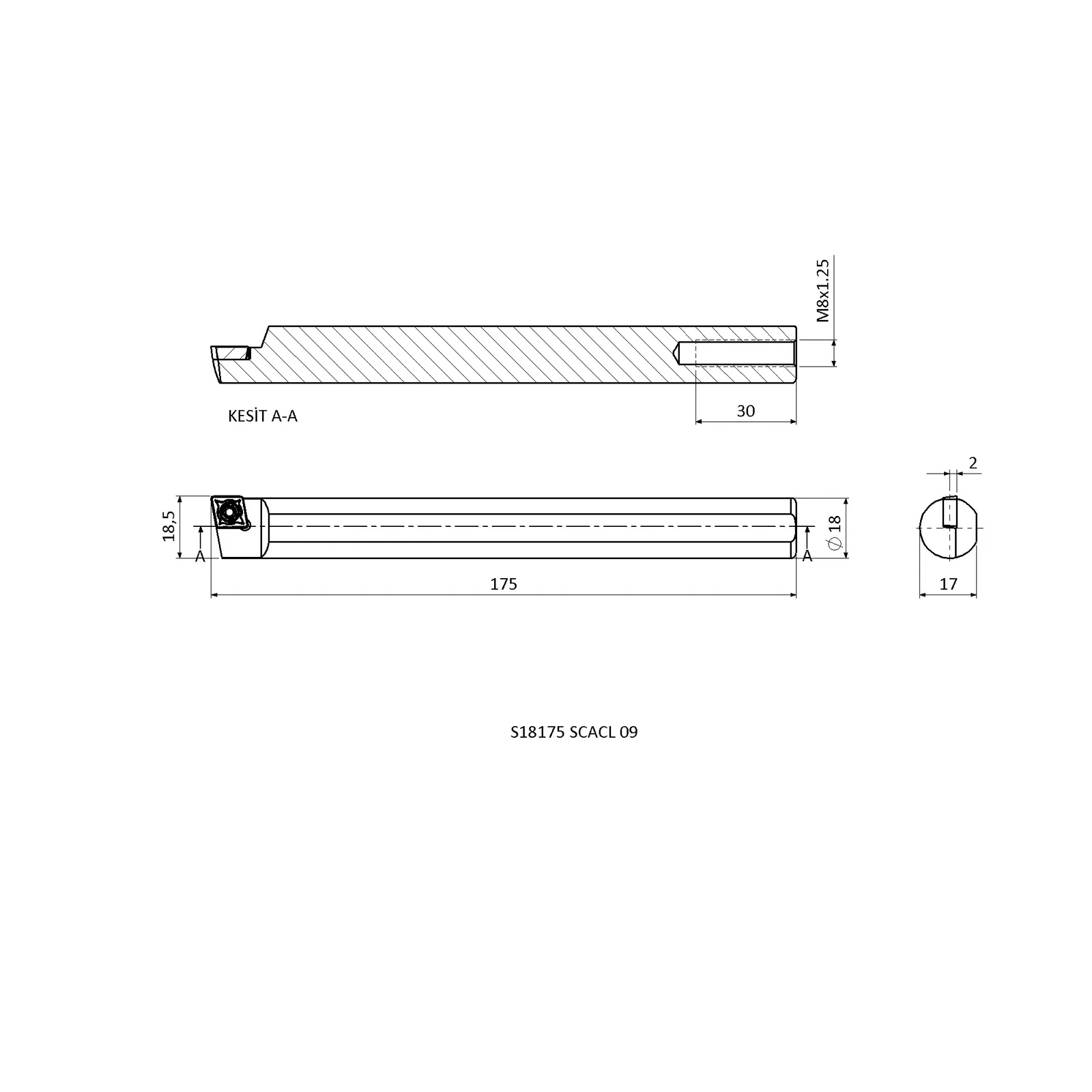 S18175 SCACL 09 &mdash; dimensioned drawing