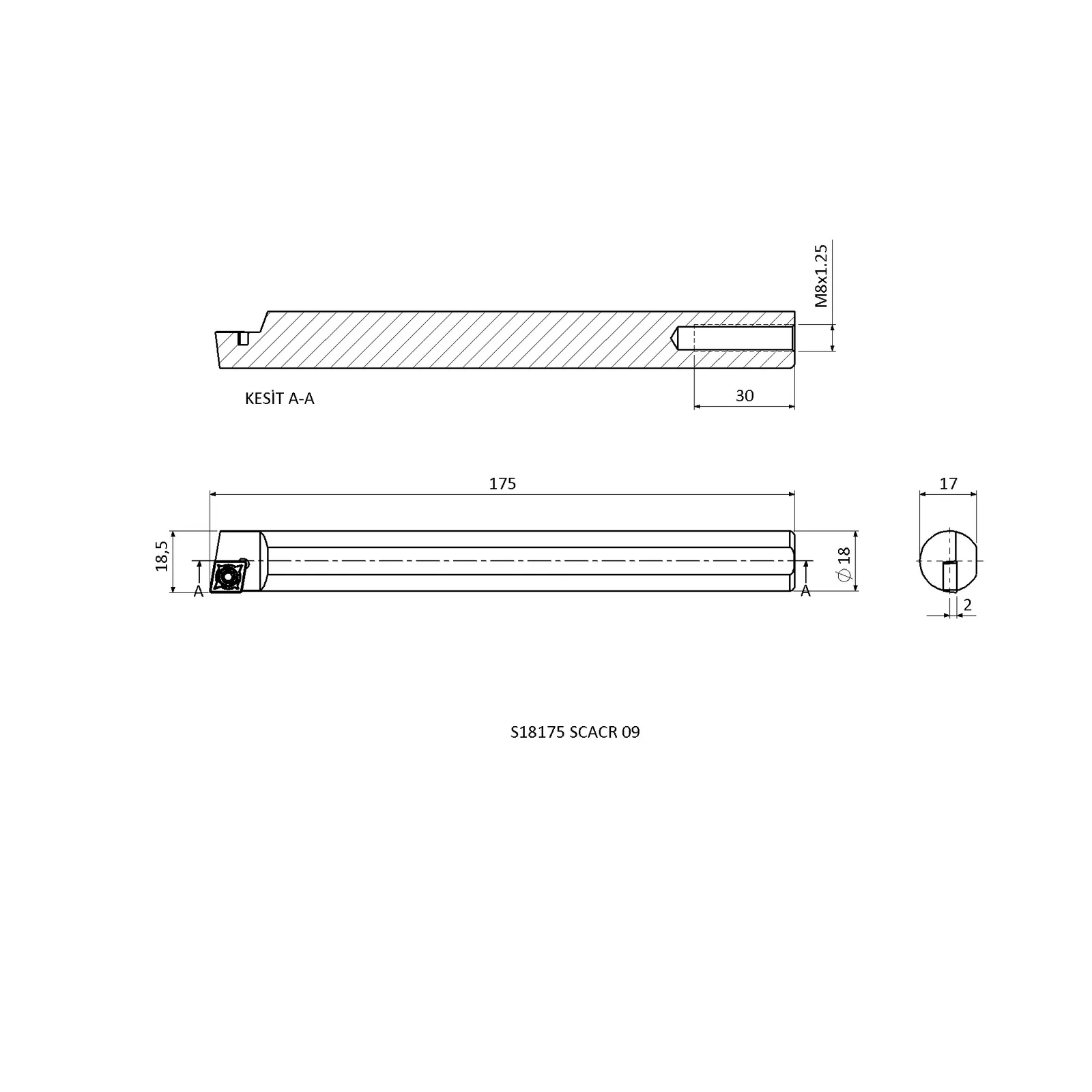 S18175 SCACR 09 &mdash; dimensioned drawing