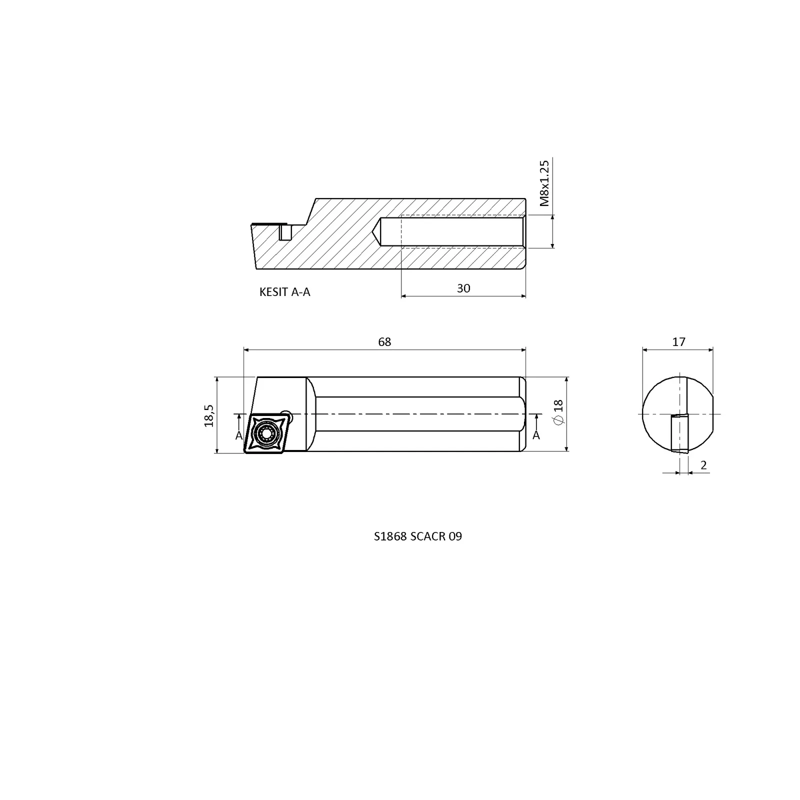 S1868 SCACR 09 &mdash; dimensioned drawing