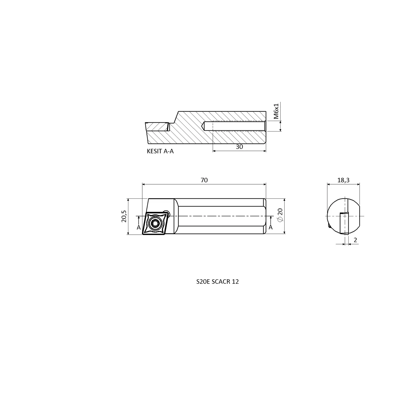 S20E SCACR 12 &mdash; dimensioned drawing