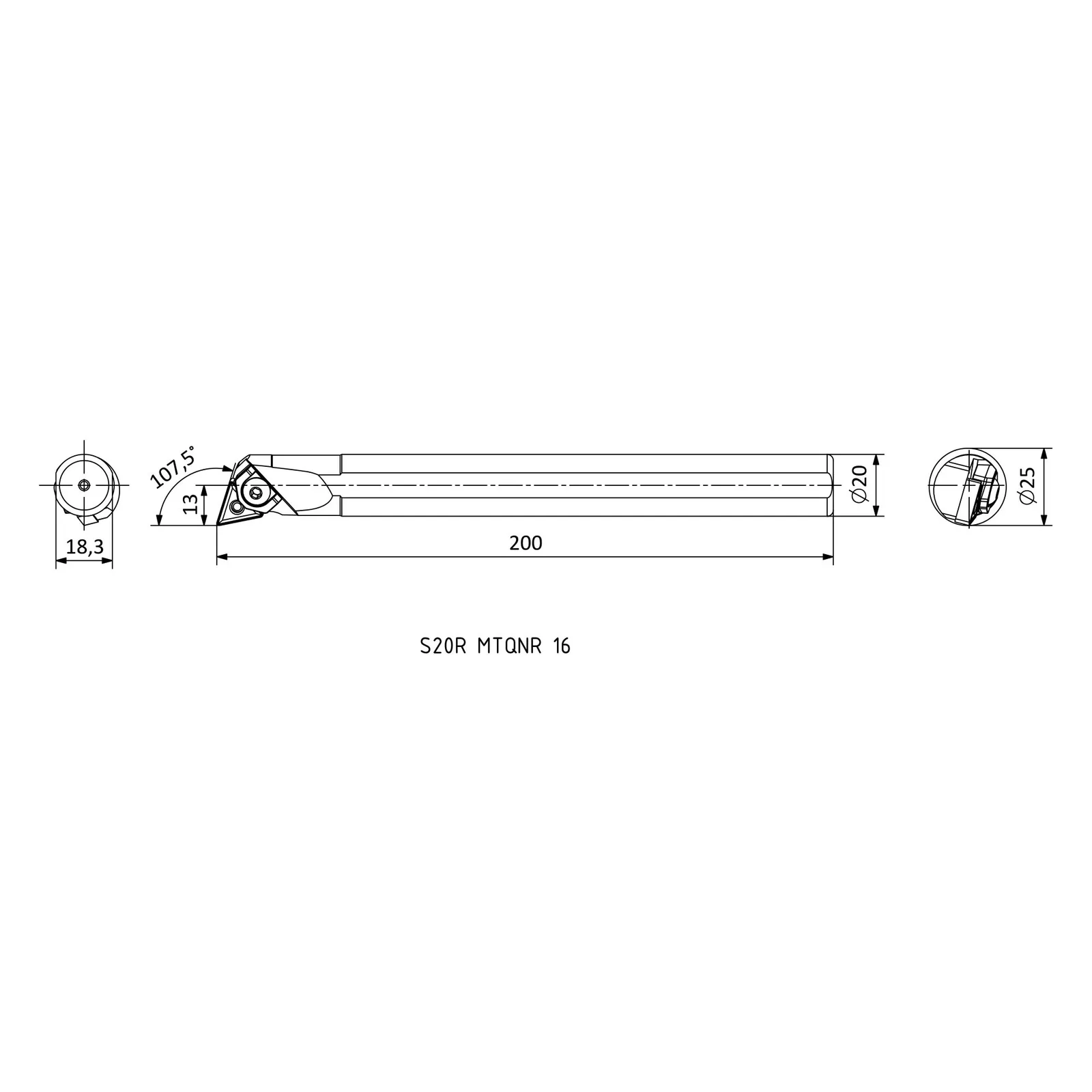 S20R MTQNR 16 &mdash; dimensioned drawing