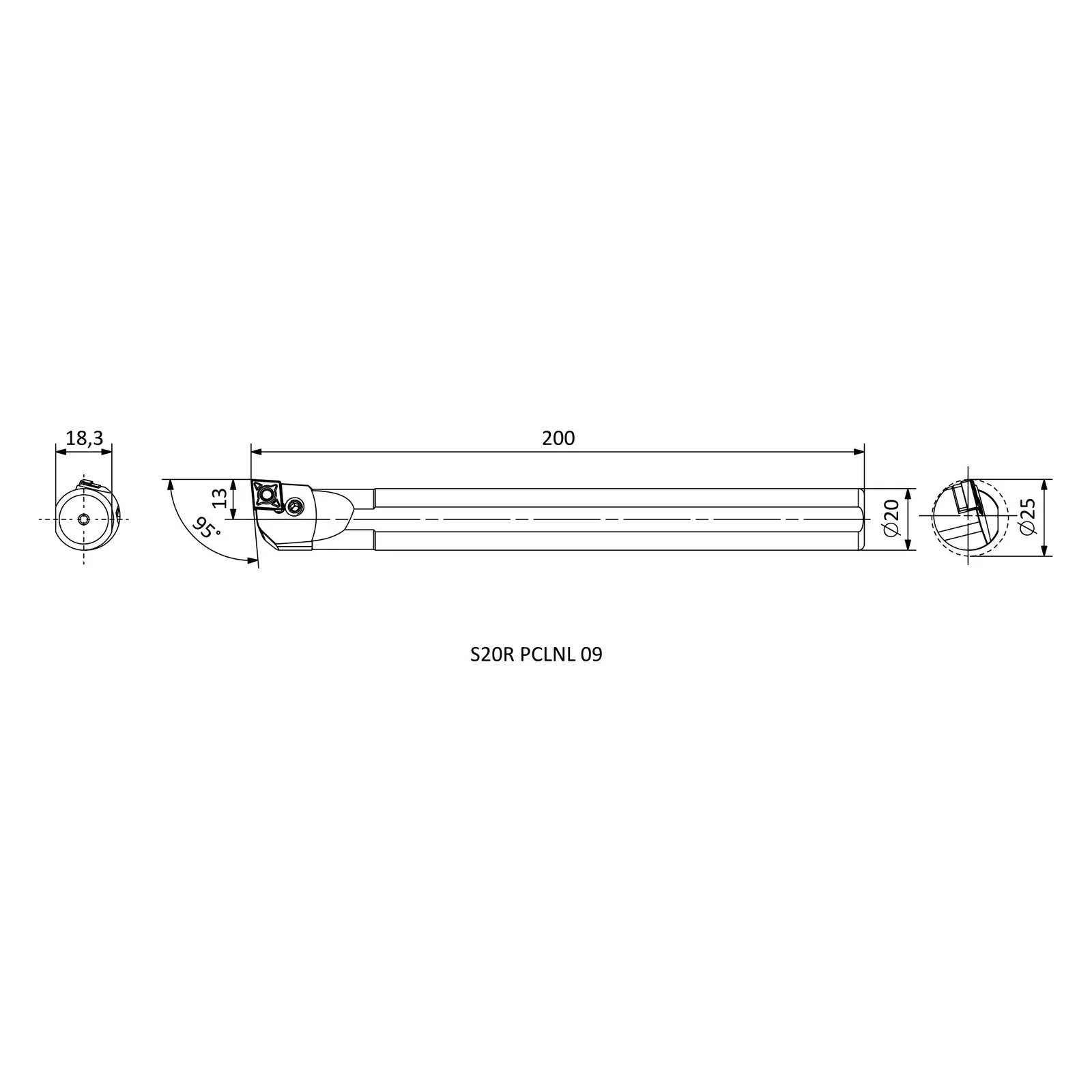 S20R PCLNL 09 &mdash; dimensioned drawing