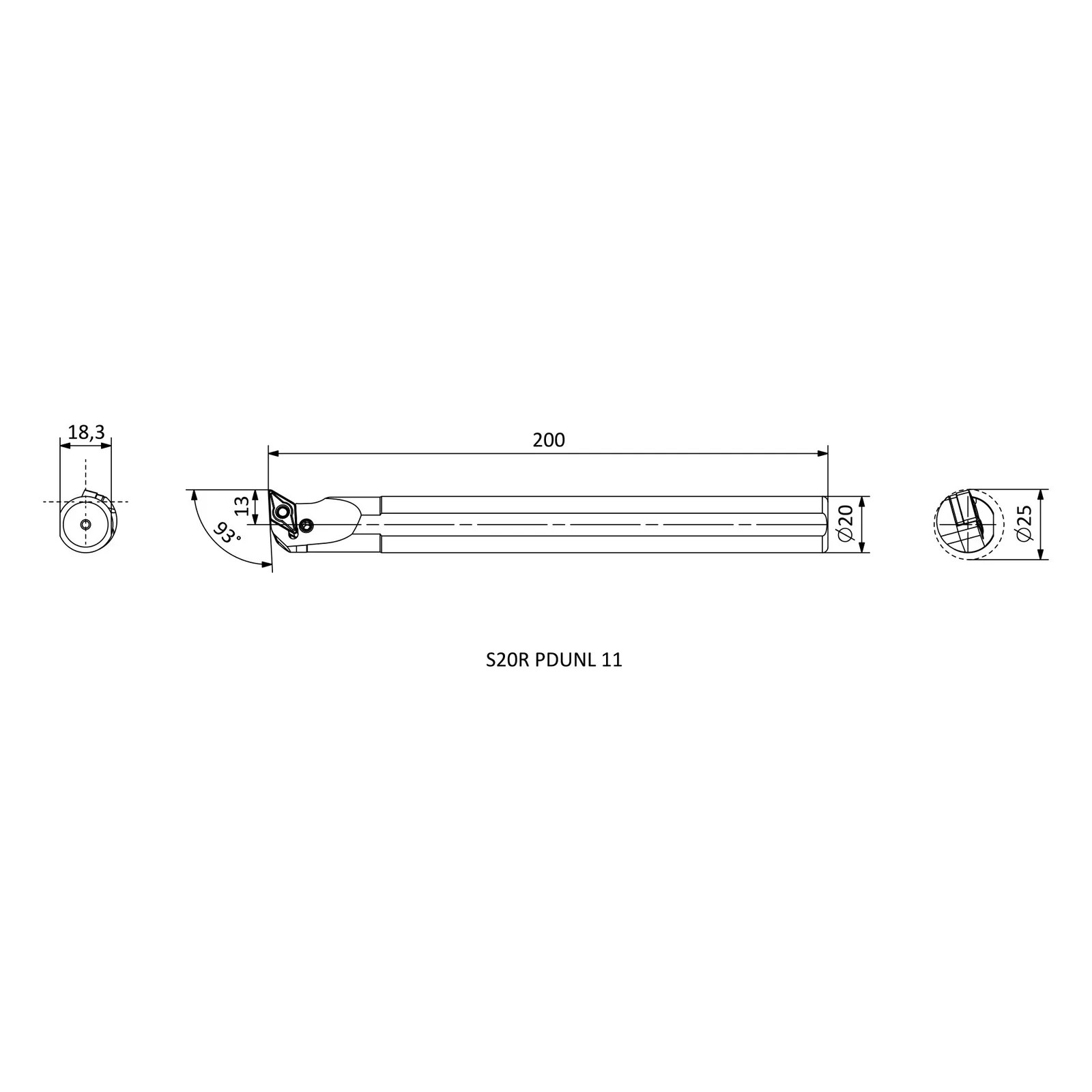 S20R PDUNL 11 &mdash; dimensioned drawing