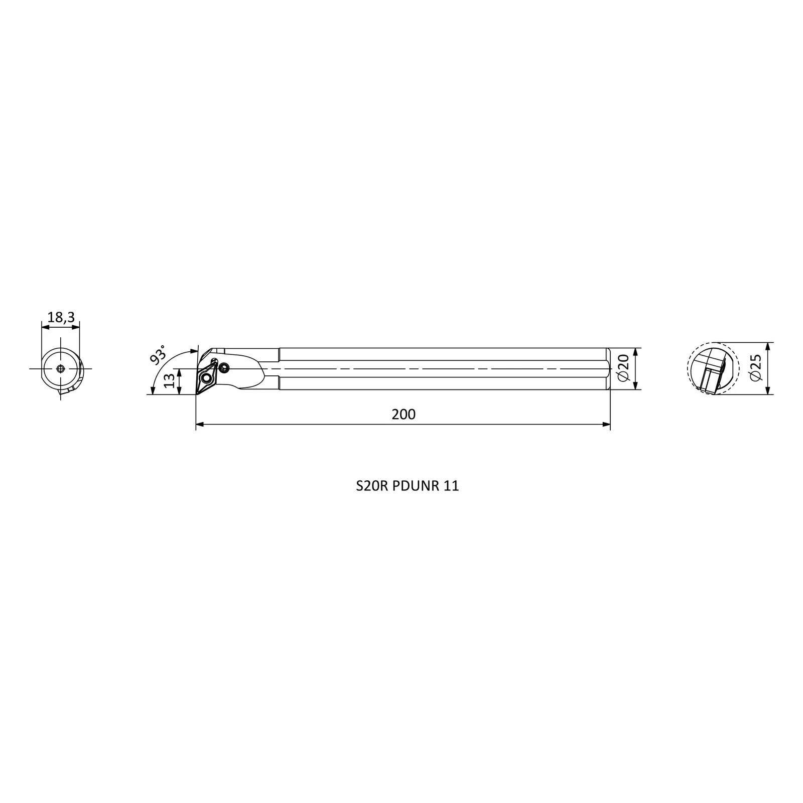 S20R PDUNR 11 &mdash; dimensioned drawing