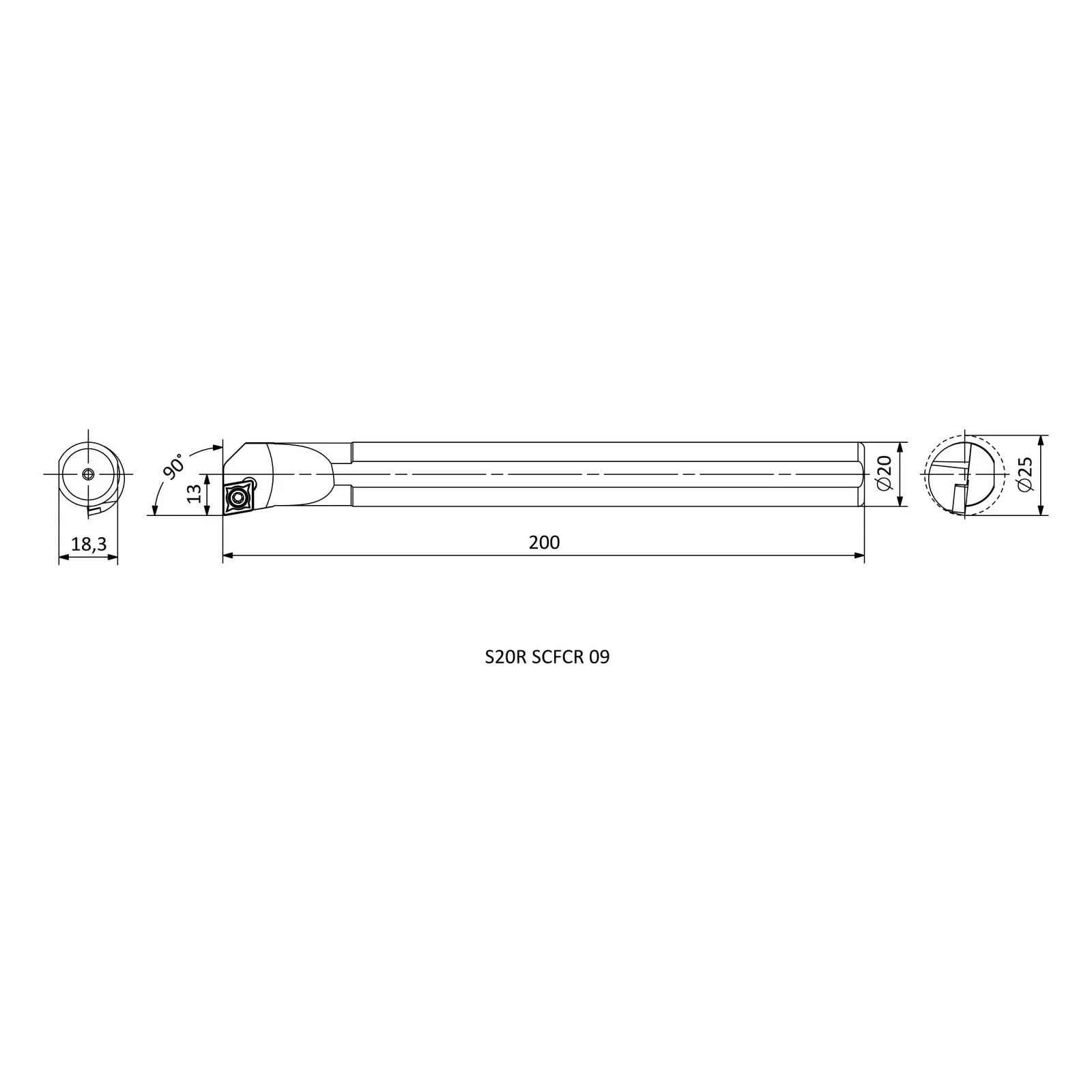 S20R SCFCR 09 &mdash; dimensioned drawing