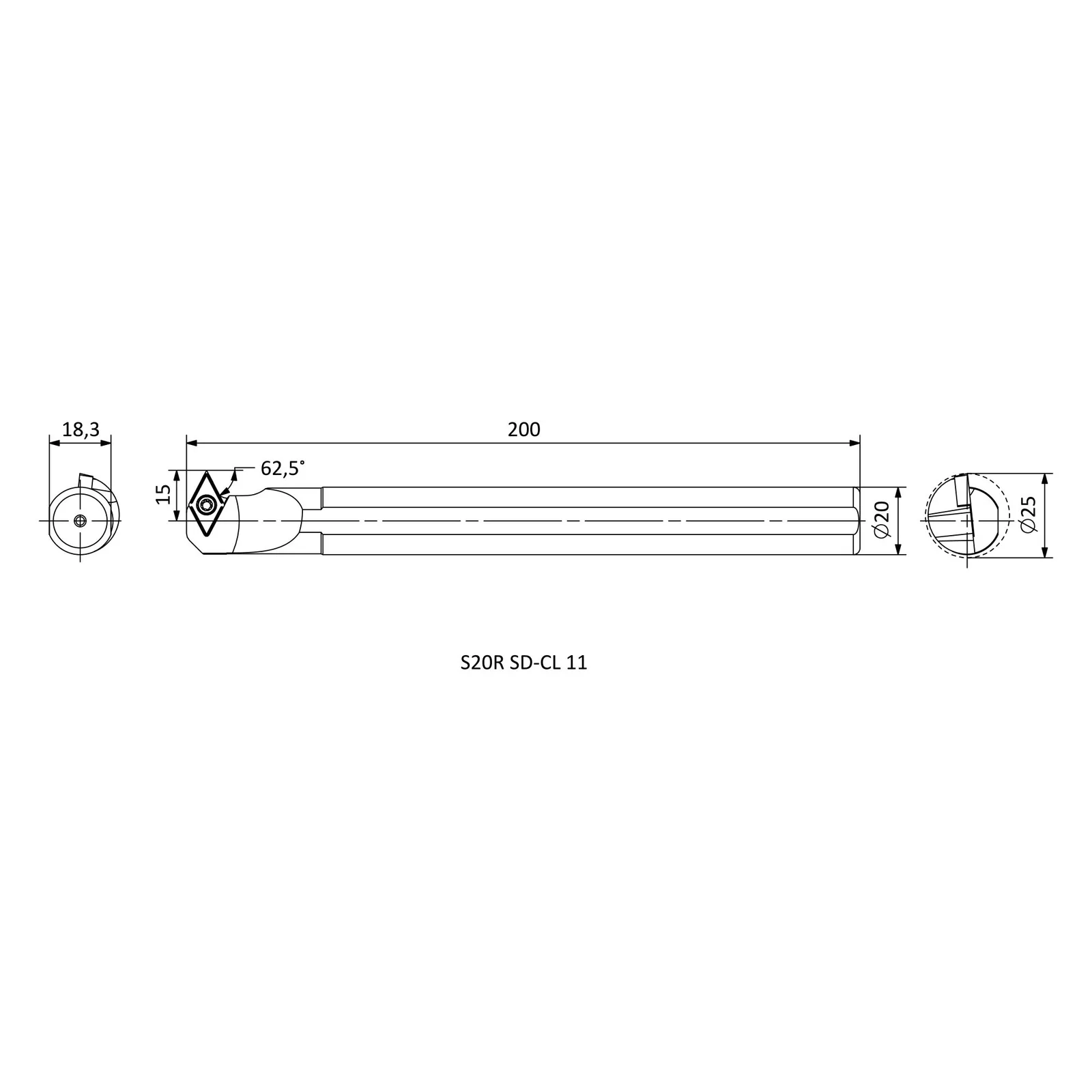 S20R SD-CL 11 &mdash; dimensioned drawing