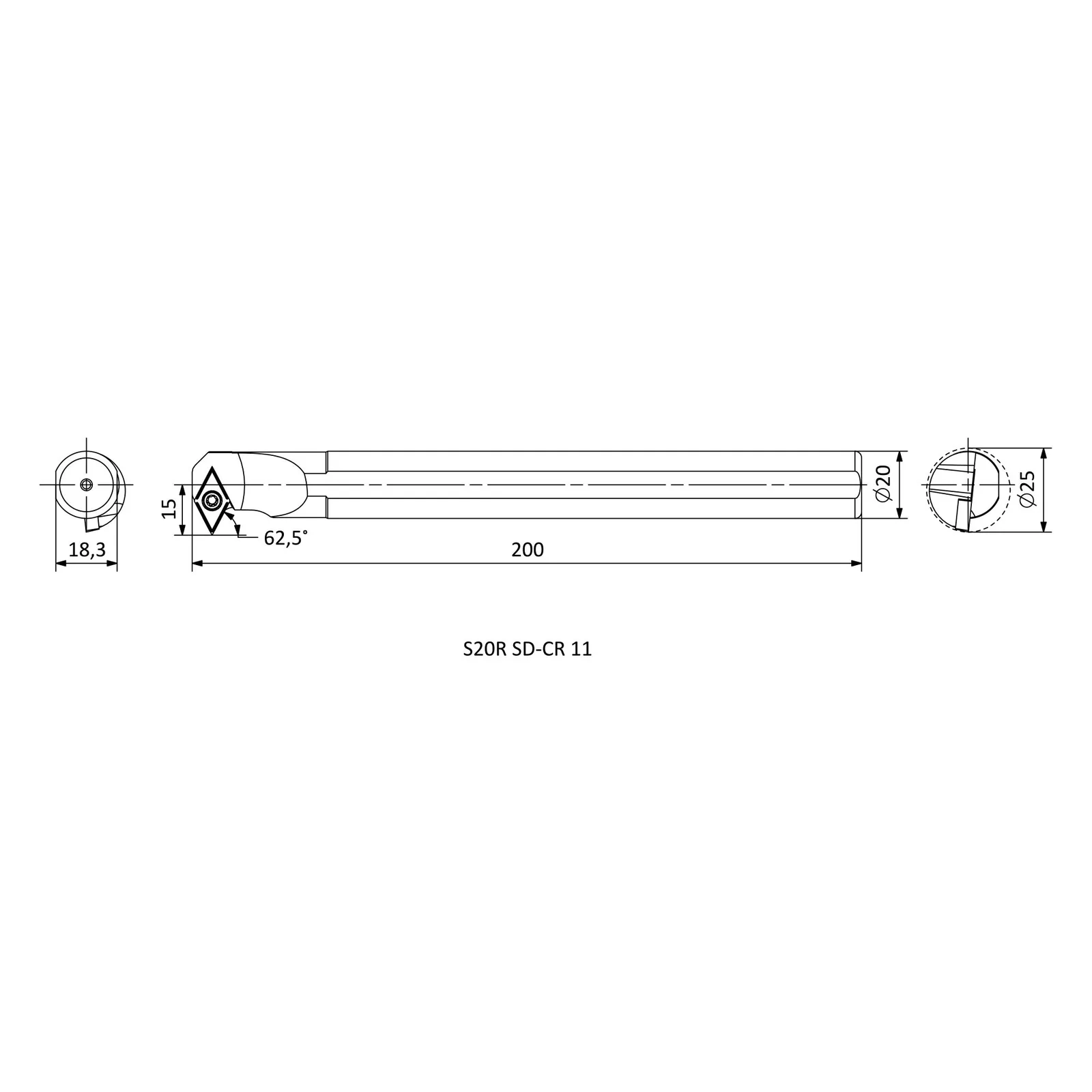 S20R SD-CR 11 &mdash; dimensioned drawing