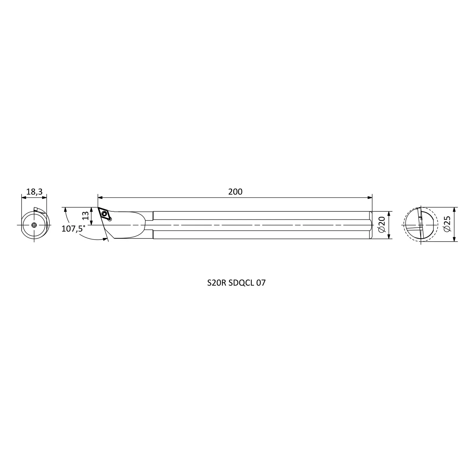 S20R SDQCL 07 &mdash; dimensioned drawing