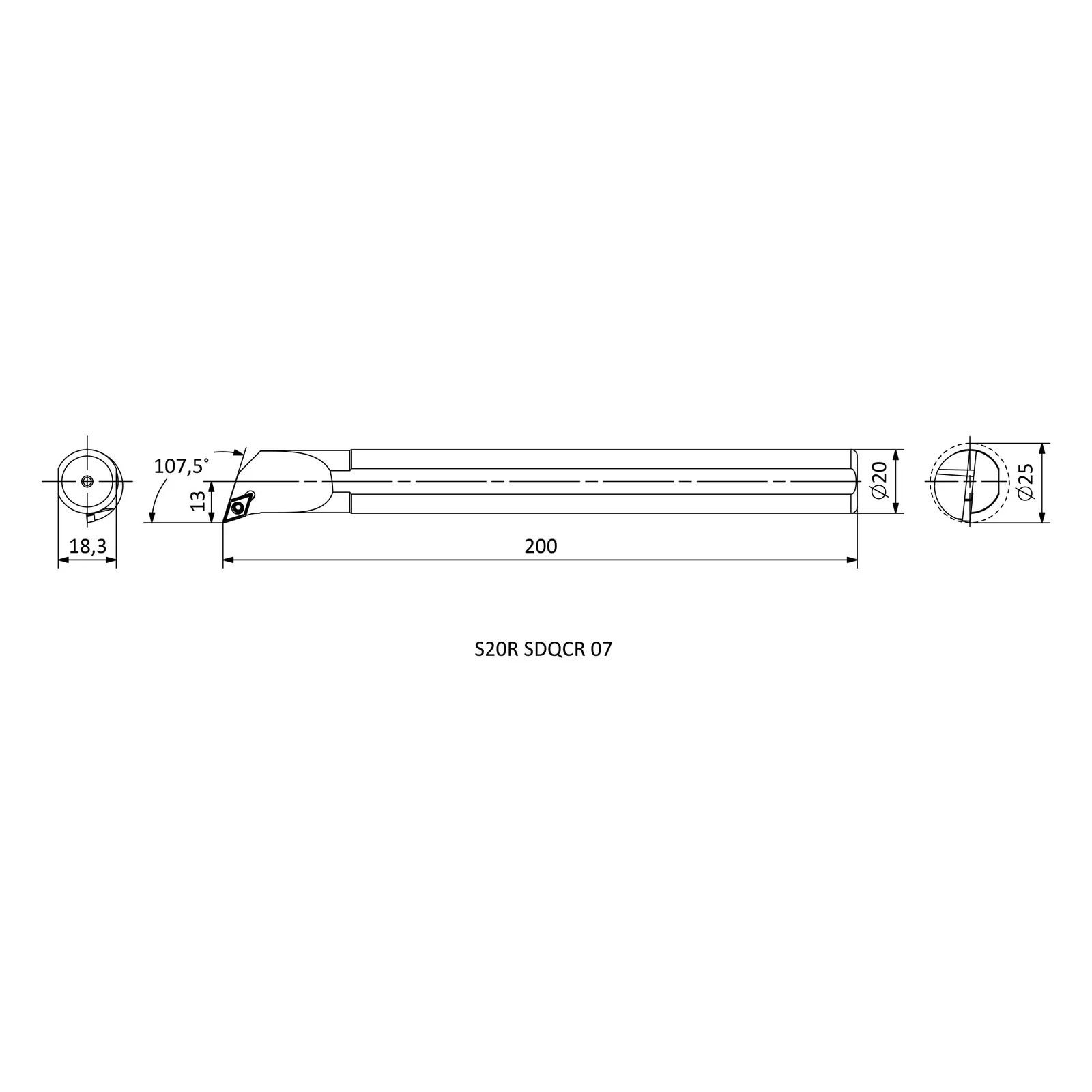 S20R SDQCR 07 &mdash; dimensioned drawing