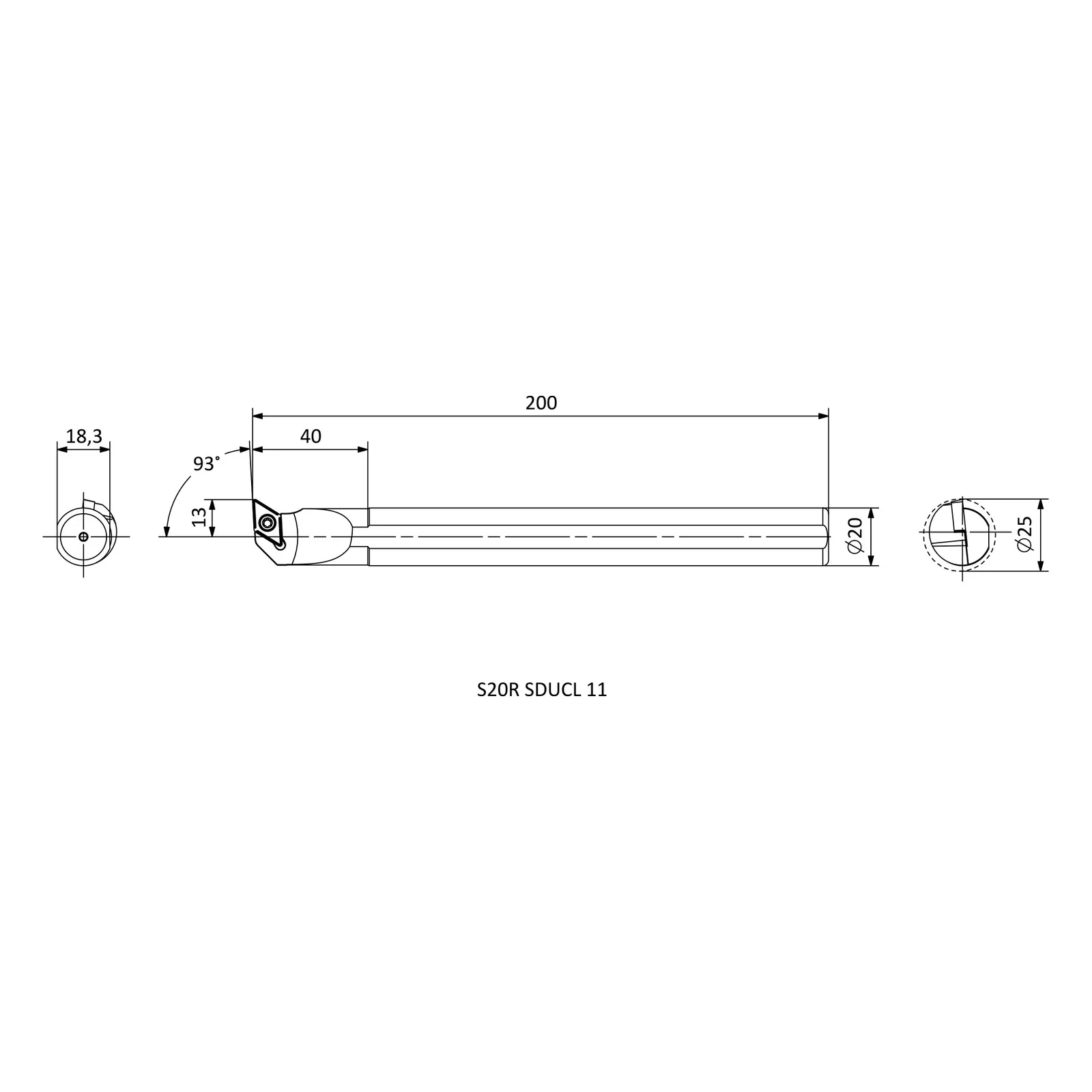 S20R SDUCL 11 &mdash; dimensioned drawing