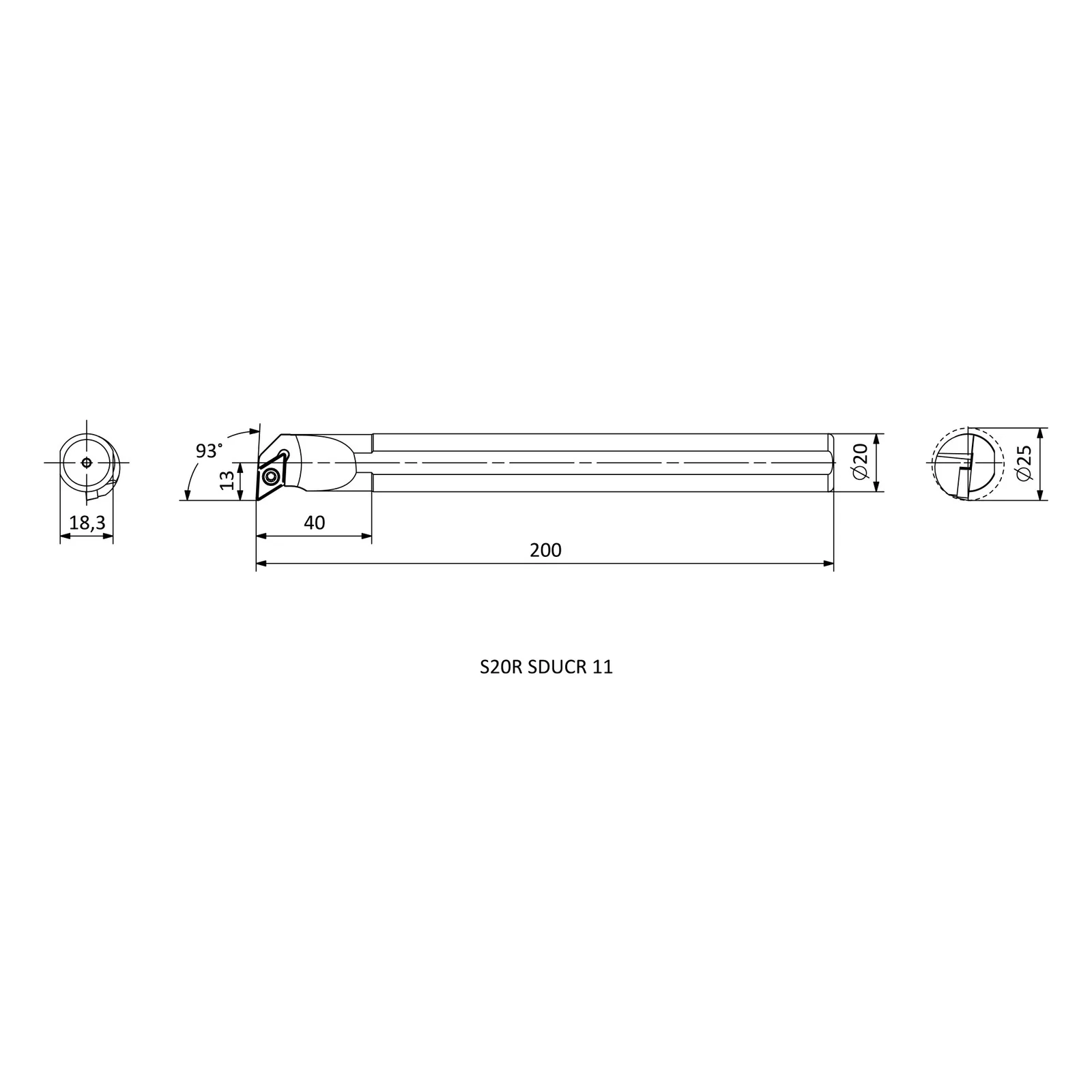 S20R SDUCR 11 &mdash; dimensioned drawing