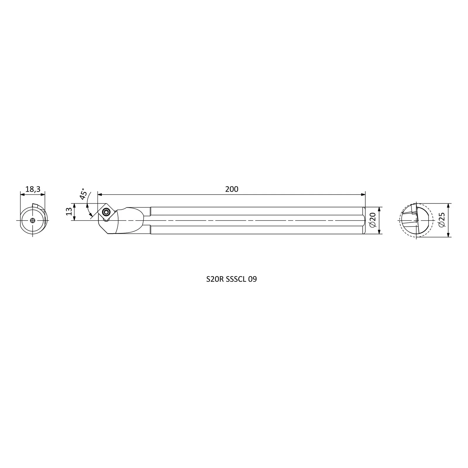 S20R SSSCL 09 &mdash; dimensioned drawing