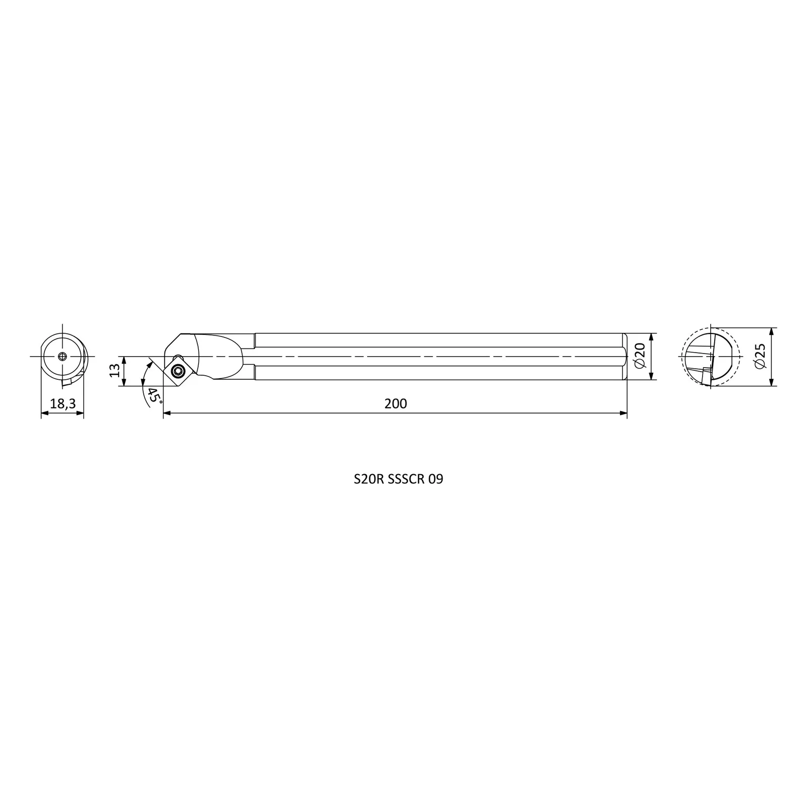 S20R SSSCR 09 &mdash; dimensioned drawing