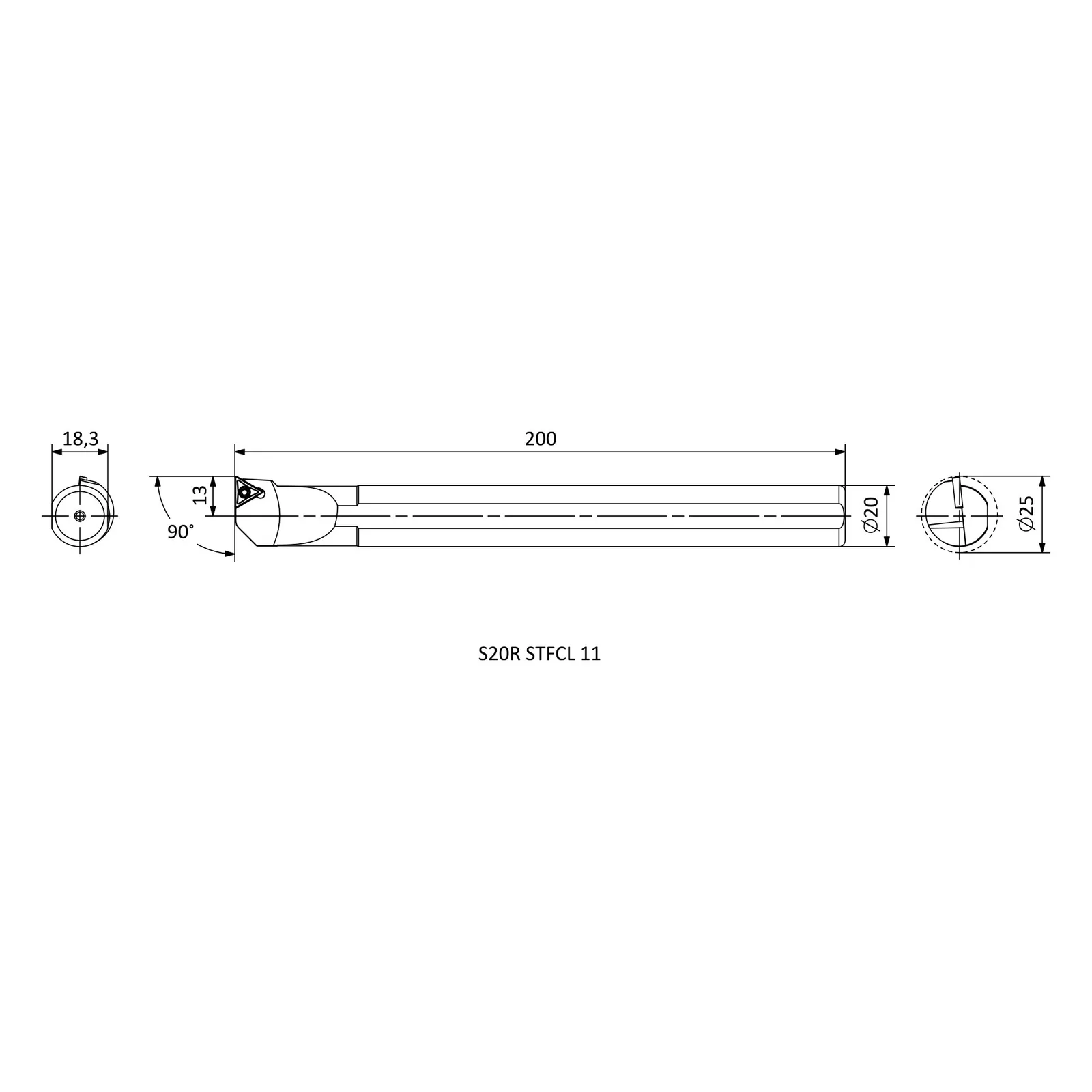 S20R STFCL 11 &mdash; dimensioned drawing