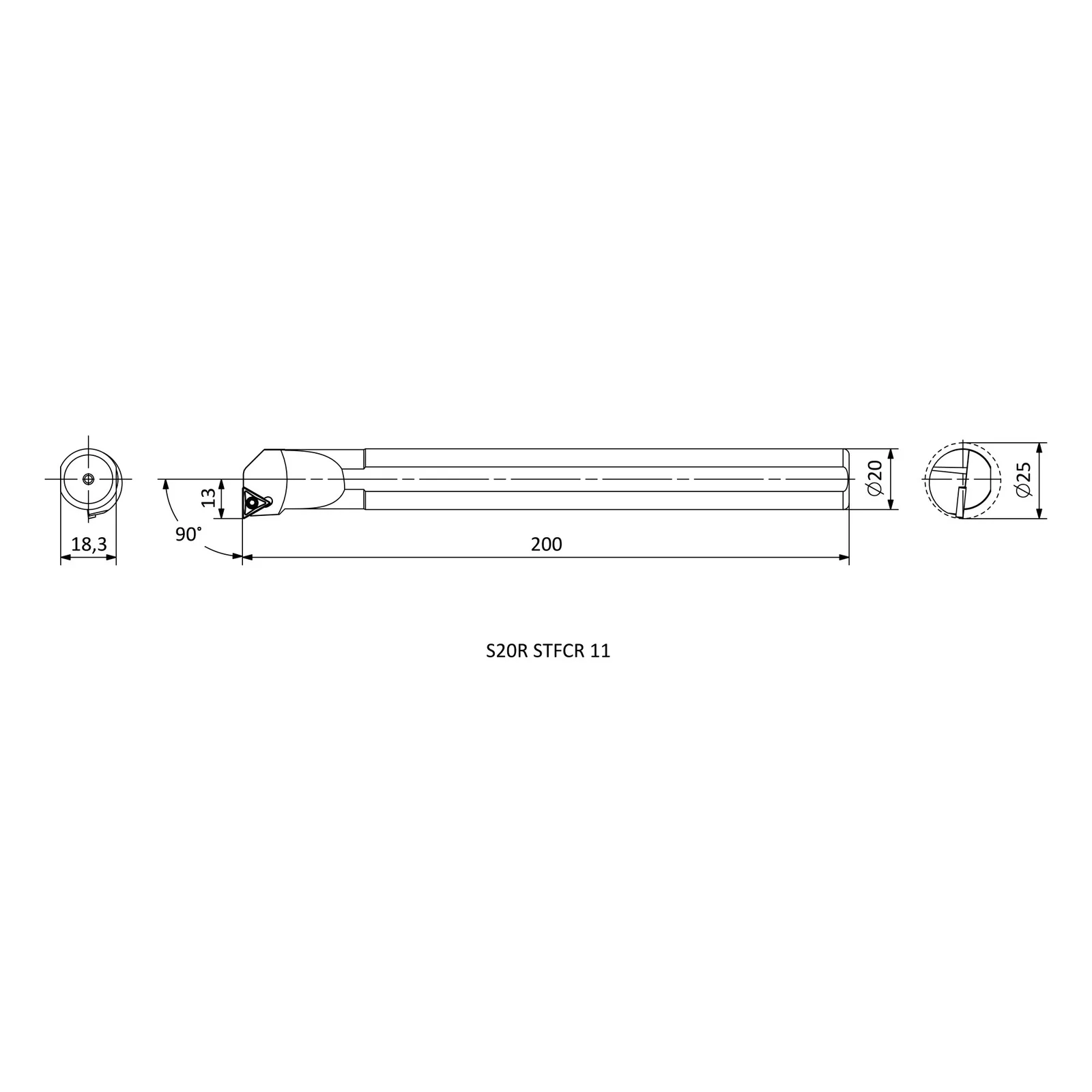 S20R STFCR 11 &mdash; dimensioned drawing