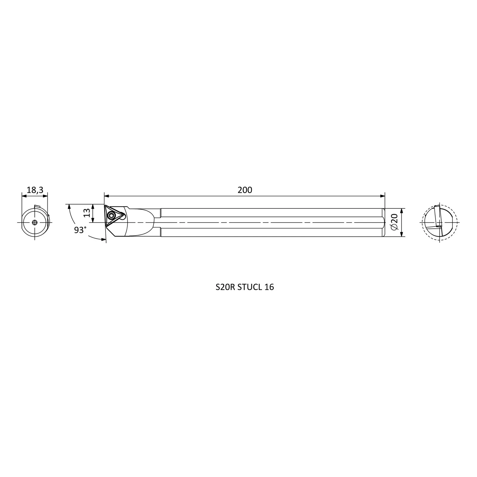 S20R STUCL 16 &mdash; dimensioned drawing