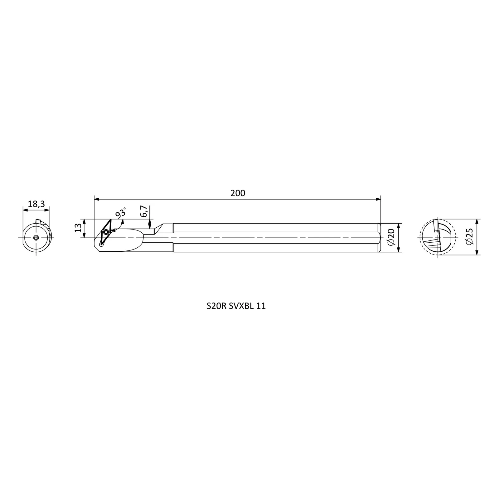 S20R SVXBL 11 &mdash; dimensioned drawing