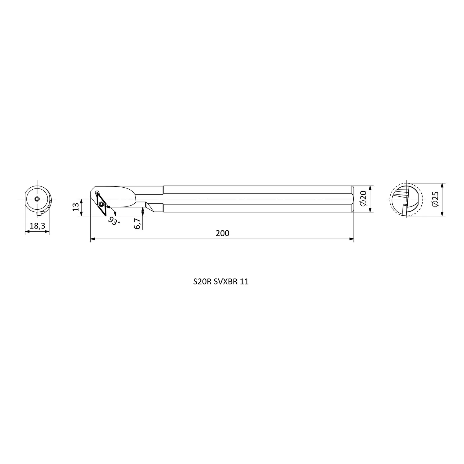 S20R SVXBR 11 &mdash; dimensioned drawing