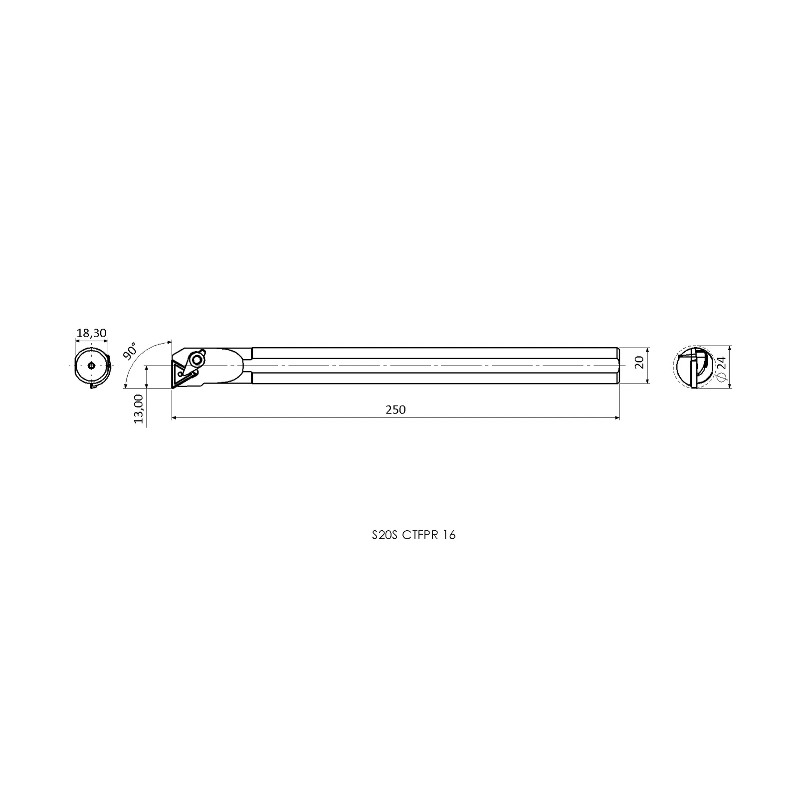 S20S CTFPR 16 &mdash; dimensioned drawing