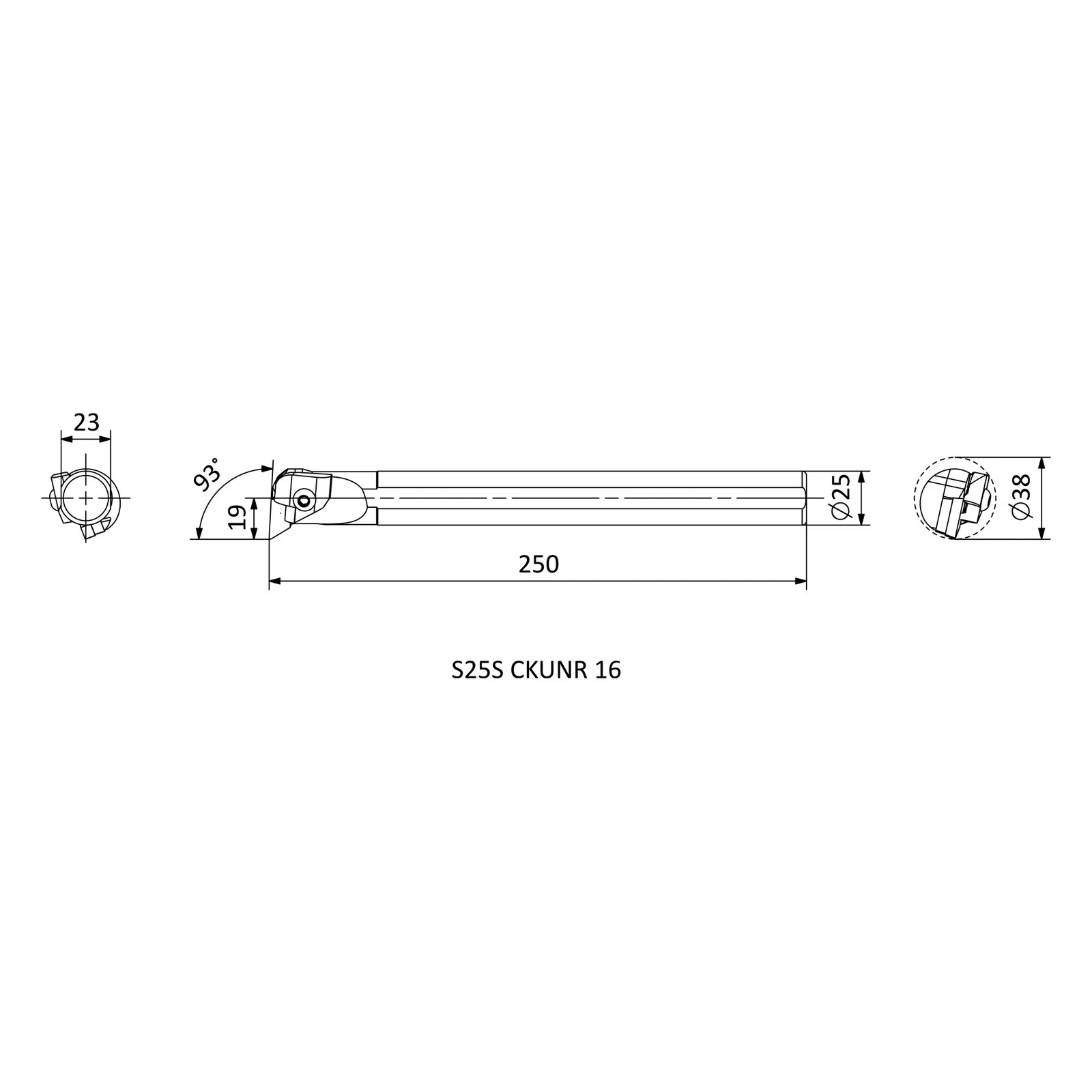 S25S CKUNR 16 &mdash; dimensioned drawing