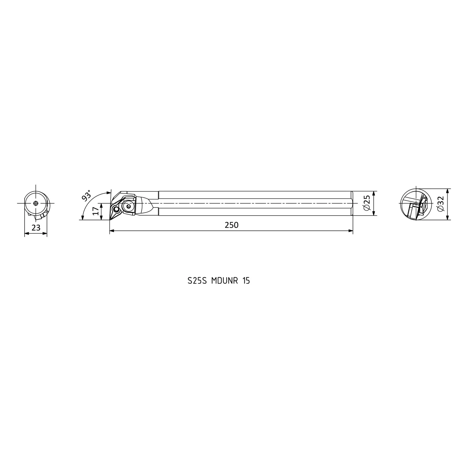 S25S MDUNR 15 &mdash; dimensioned drawing