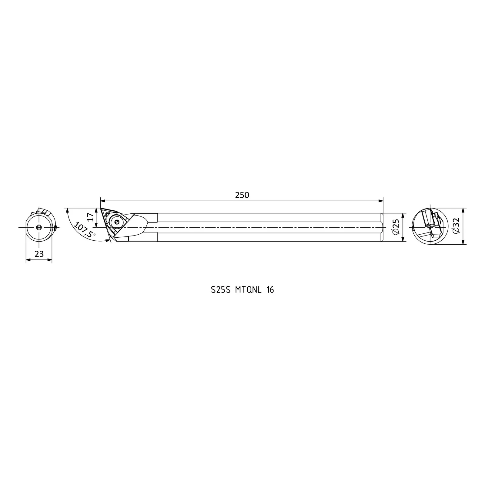 S25S MTQNL 16 &mdash; dimensioned drawing