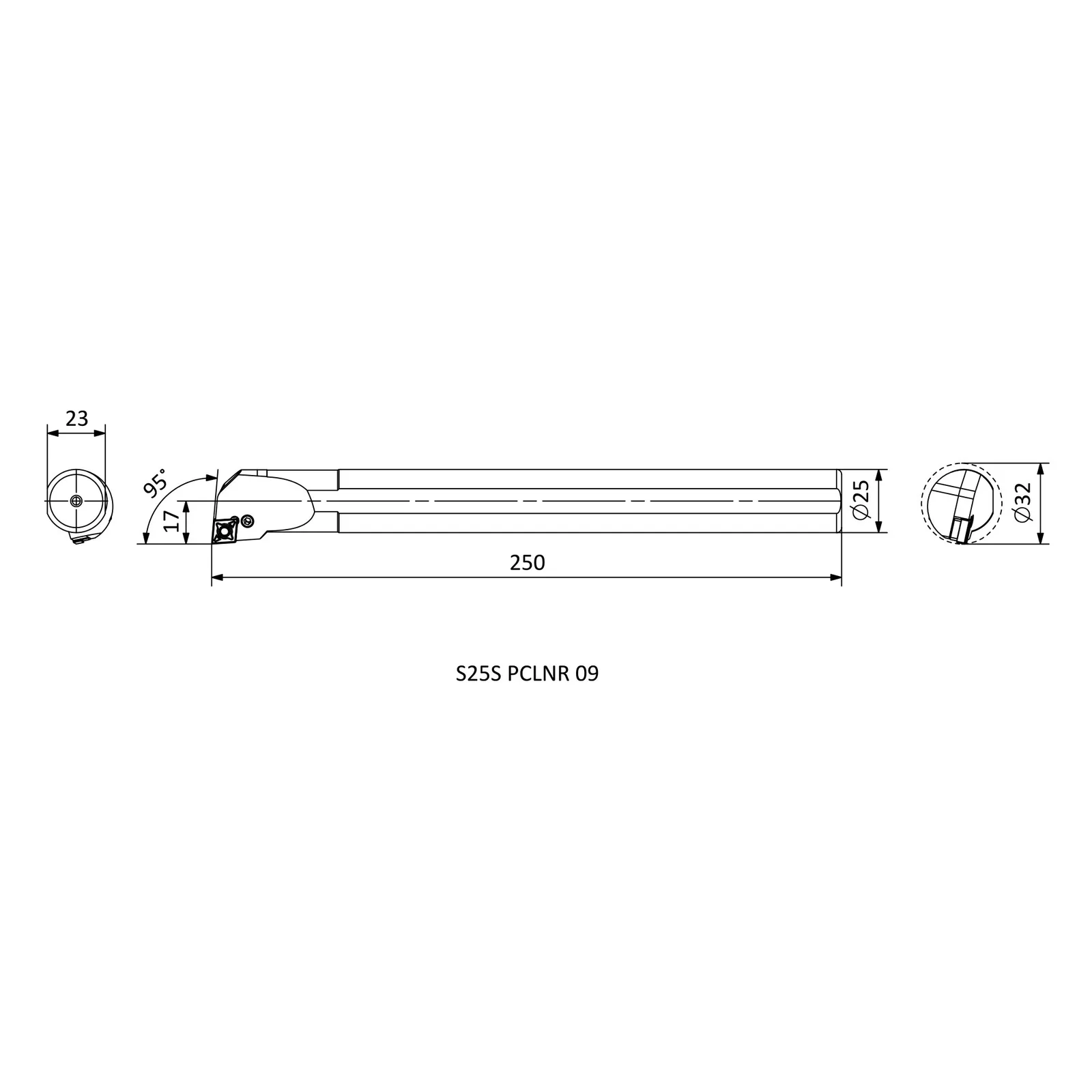 S25S PCLNR 09 &mdash; dimensioned drawing