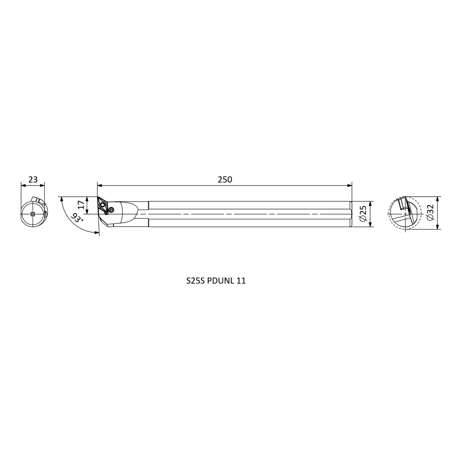 S25S PDUNL 11 &mdash; dimensioned drawing