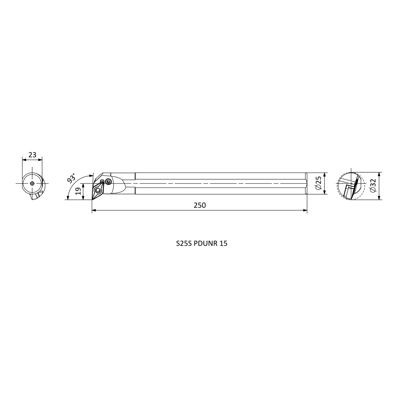S25S PDUNR 15 &mdash; dimensioned drawing