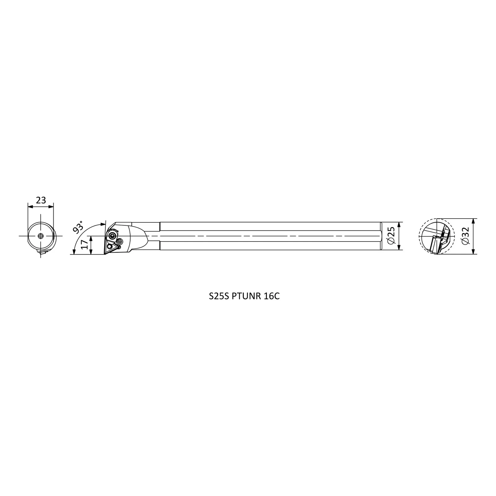 S25S PTUNR 16C &mdash; dimensioned drawing