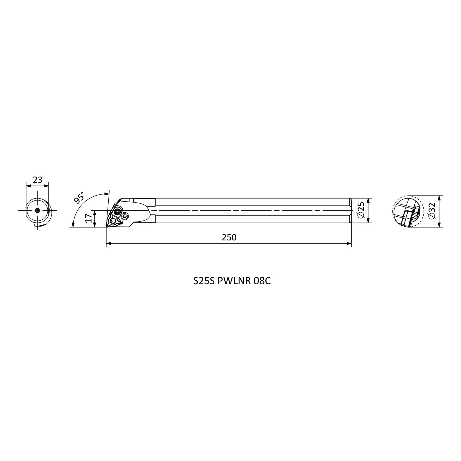 S25S PWLNR 08C &mdash; dimensioned drawing