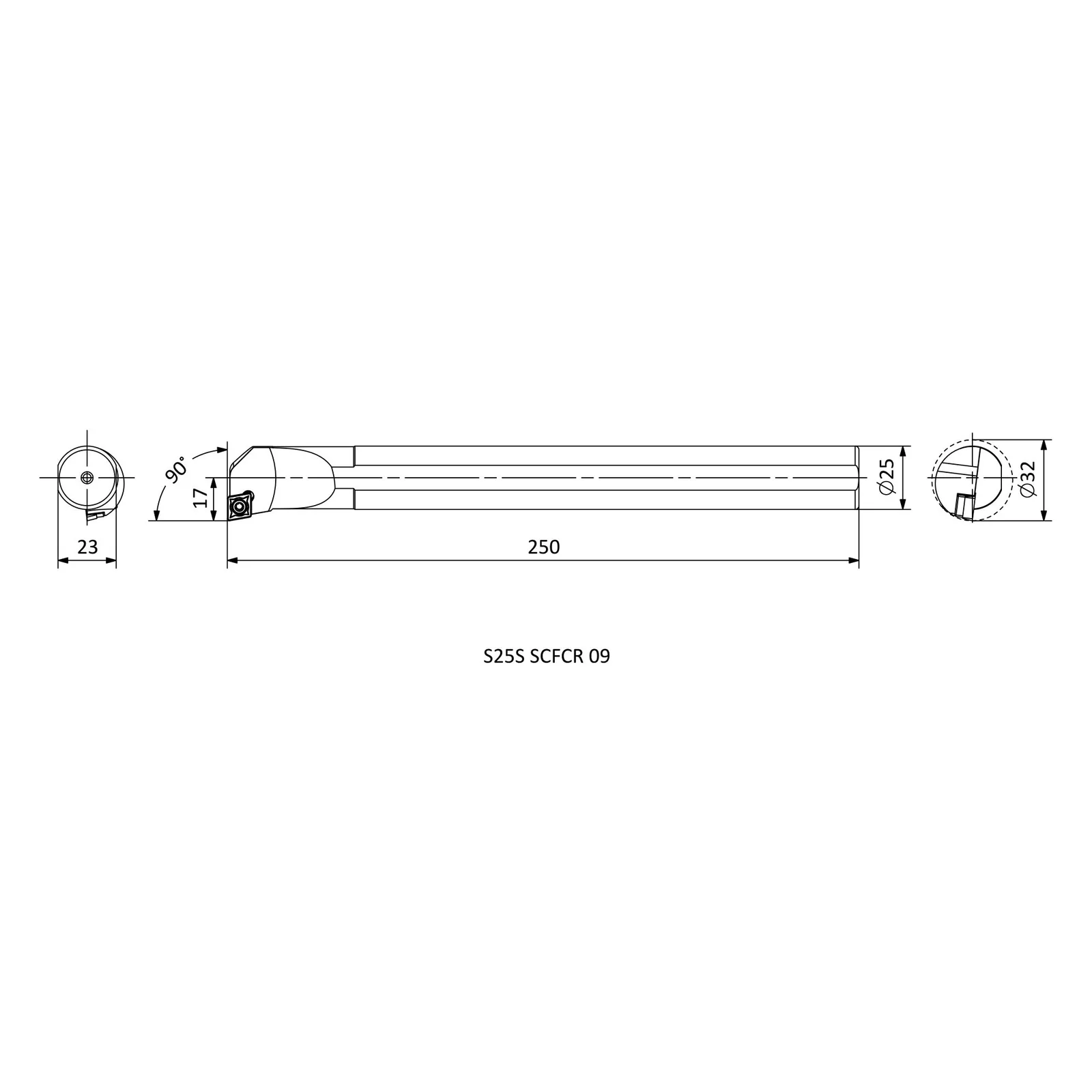 S25S SCFCR 09 &mdash; dimensioned drawing