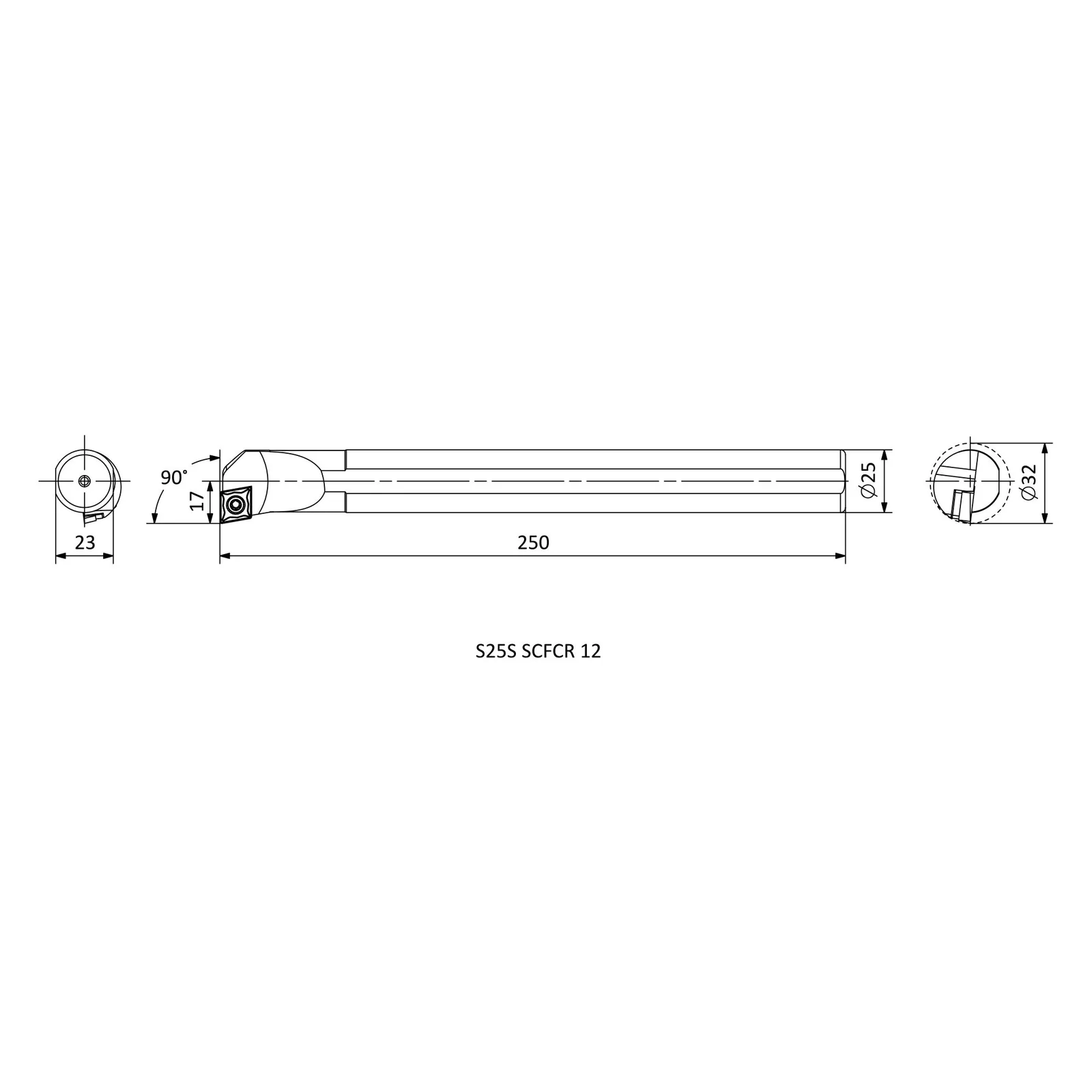 S25S SCFCR 12 &mdash; dimensioned drawing