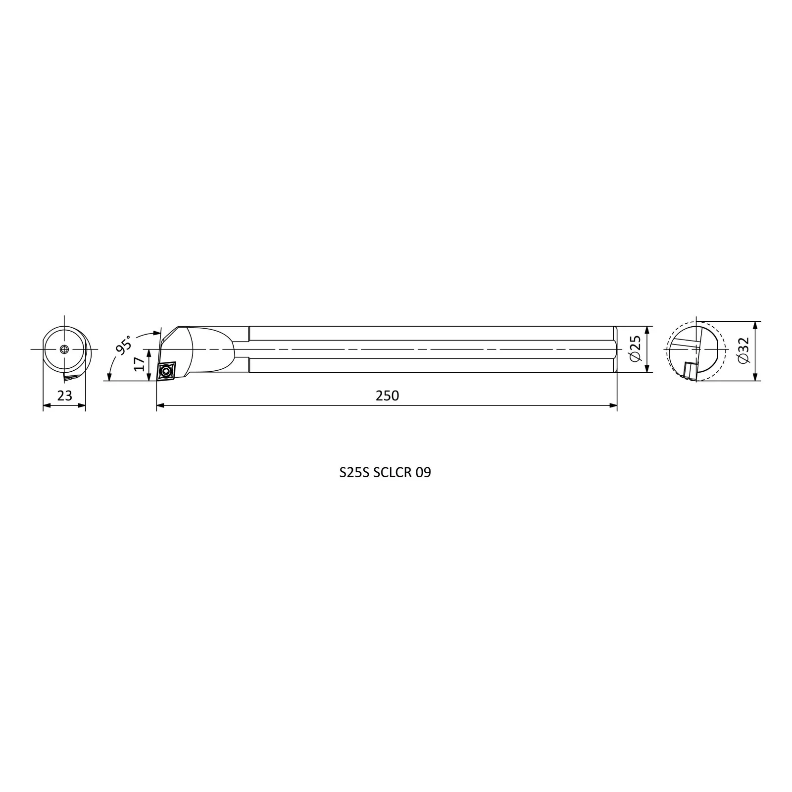 S25S SCLCR 09 &mdash; dimensioned drawing