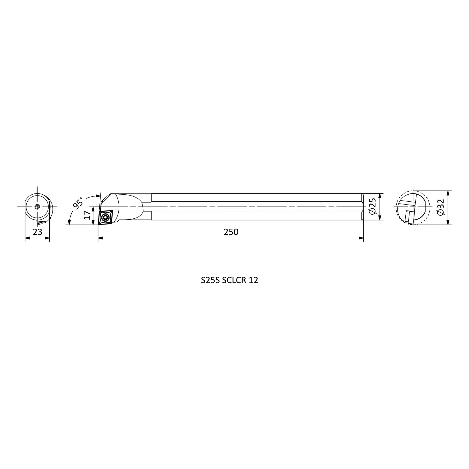 S25S SCLCR 12 &mdash; dimensioned drawing