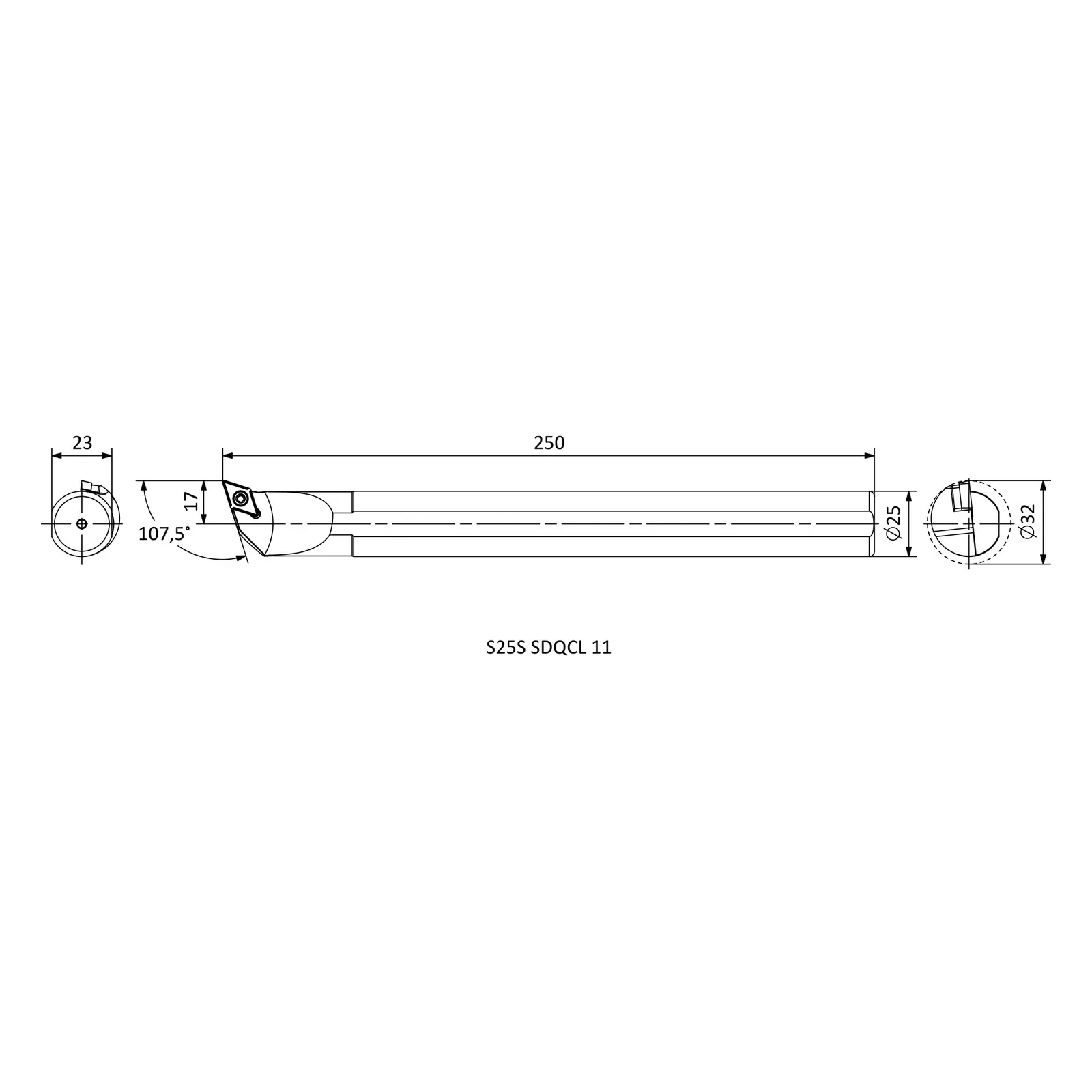 S25S SDQCL 11 &mdash; dimensioned drawing