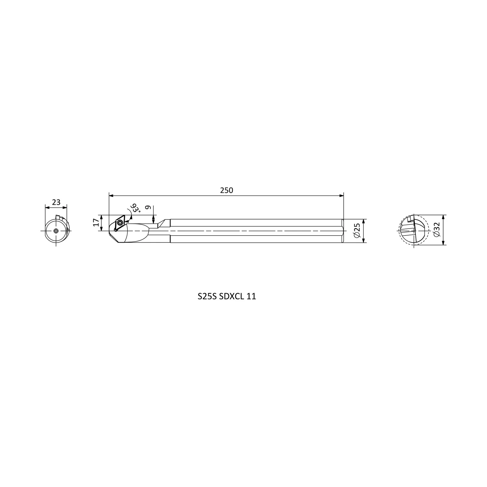 S25S SDXCL 11 &mdash; dimensioned drawing