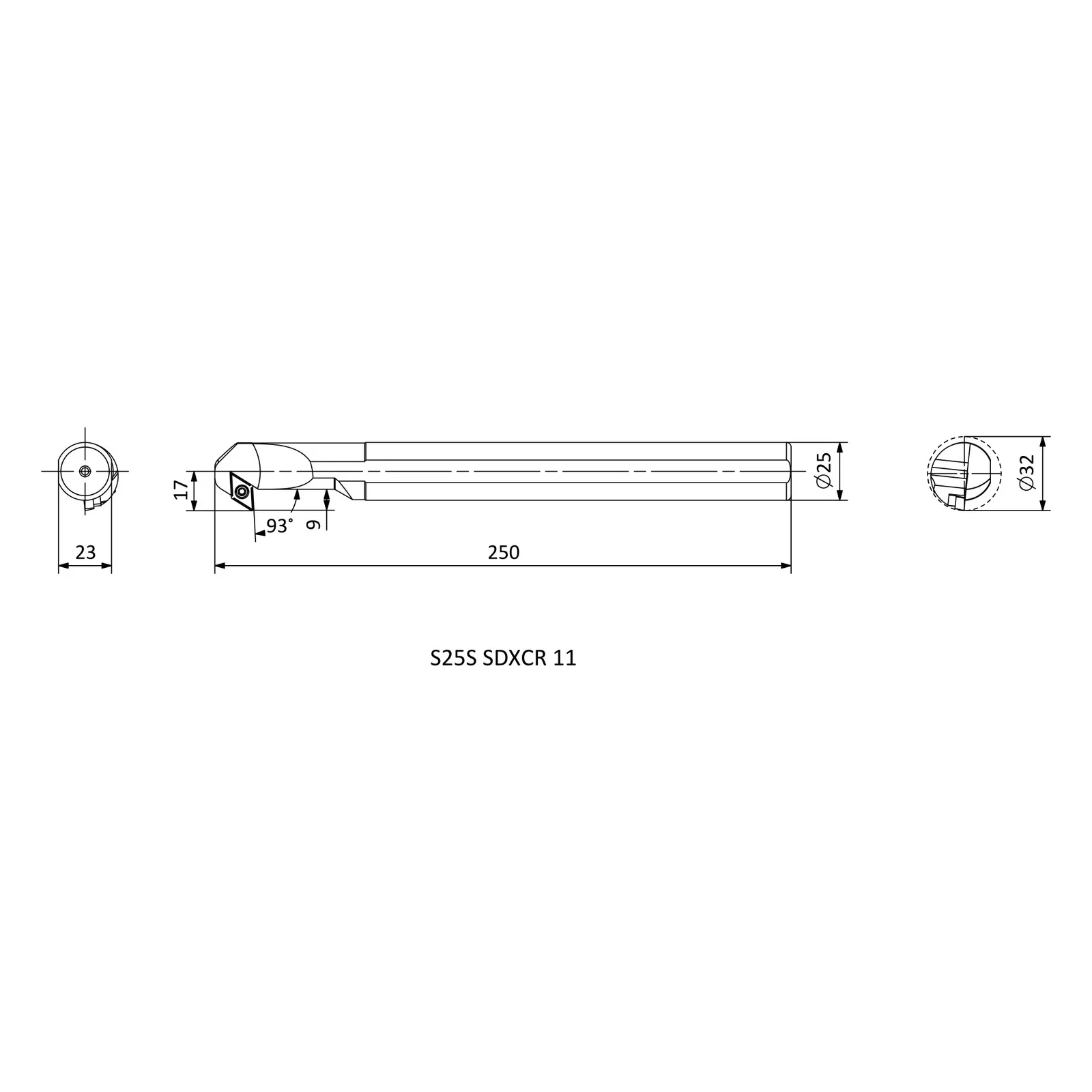 S25S SDXCR 11 &mdash; dimensioned drawing