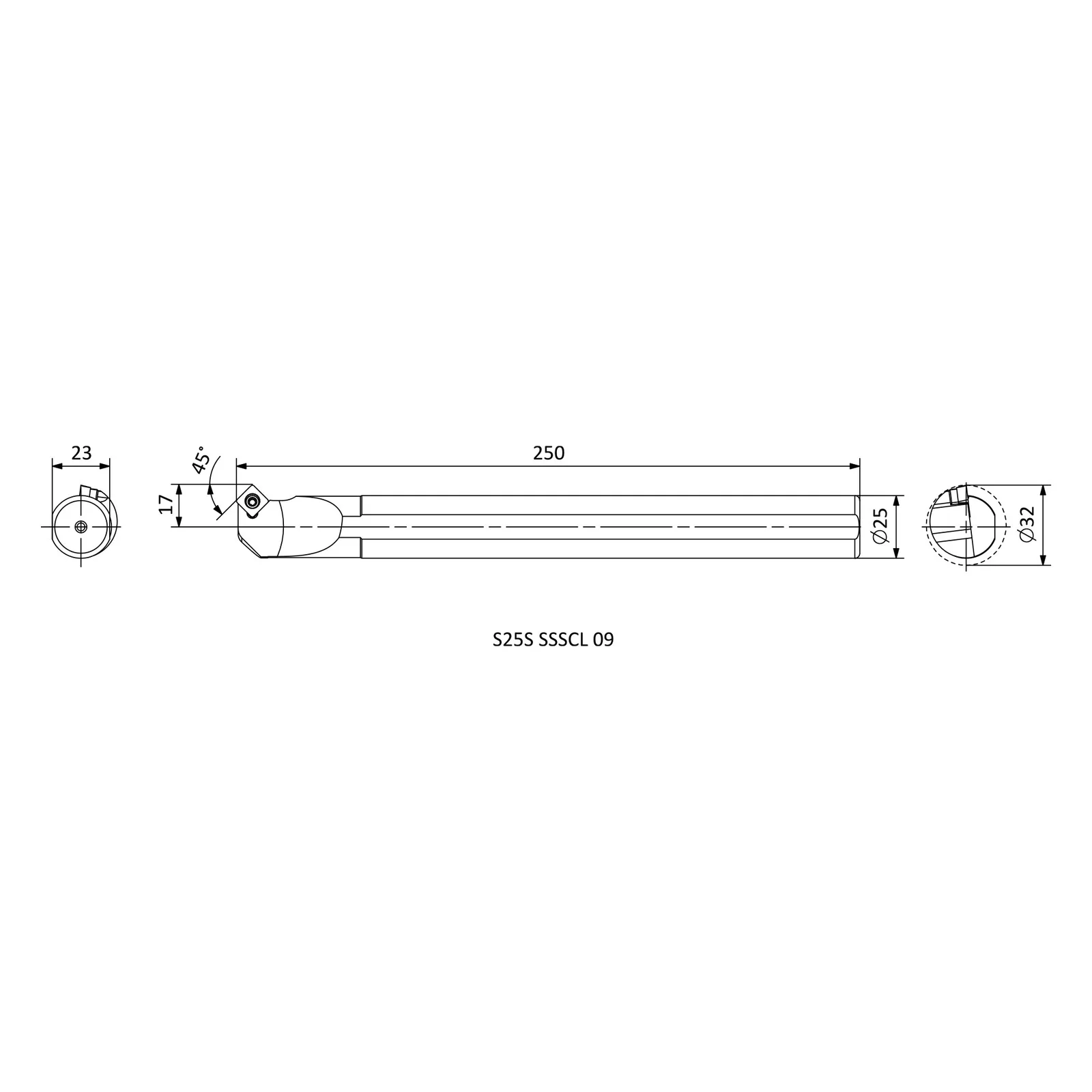 S25S SSSCL 09 &mdash; dimensioned drawing