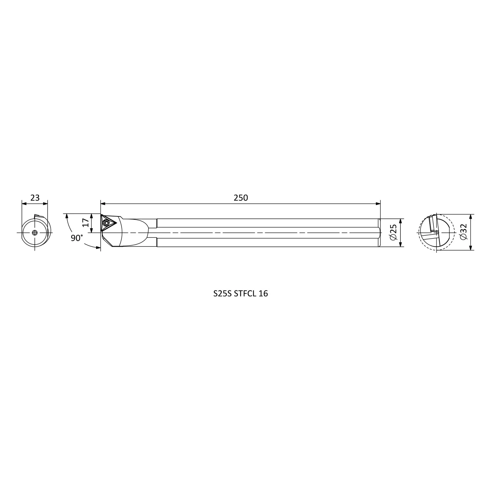 S25S STFCL 16 &mdash; dimensioned drawing