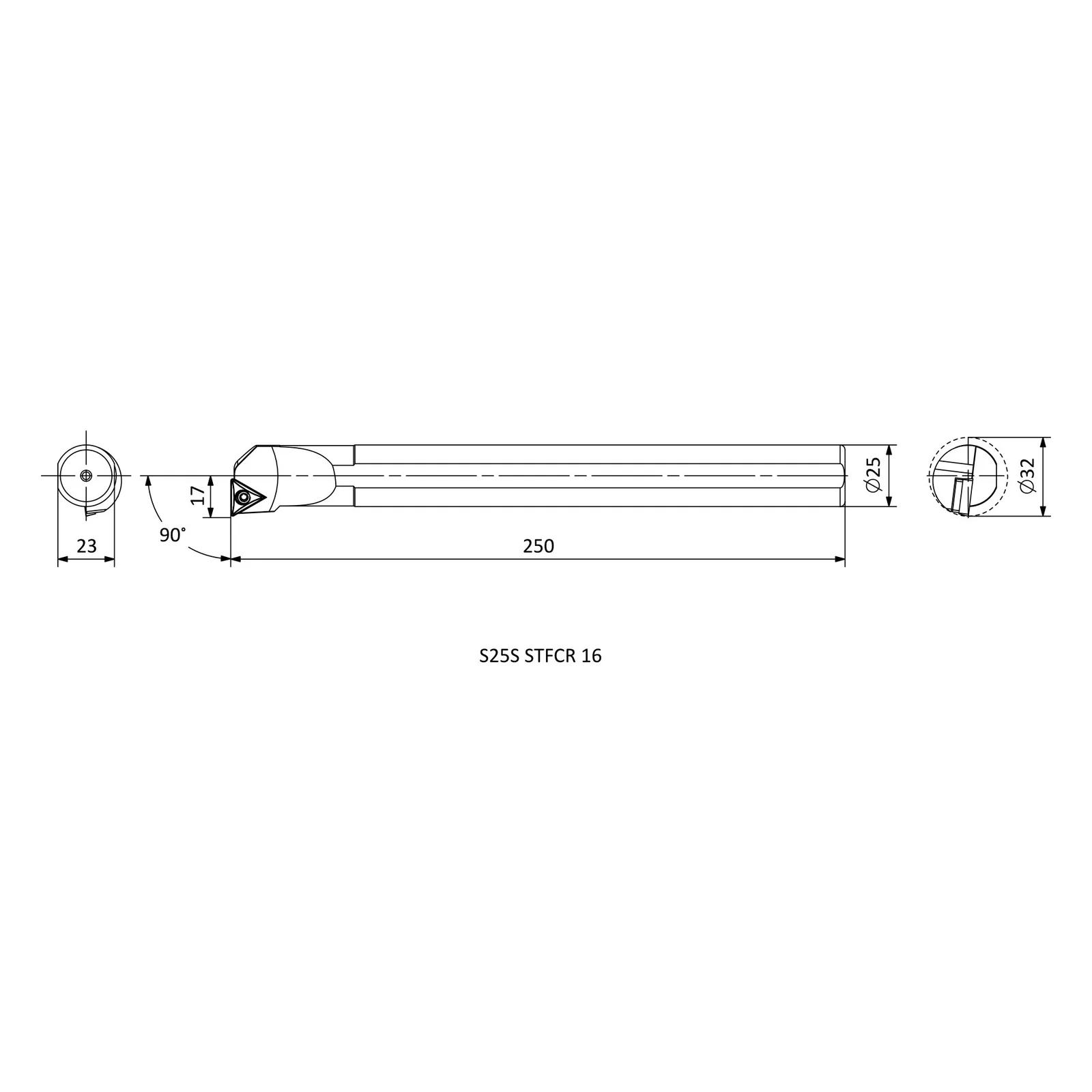 S25S STFCR 16 &mdash; dimensioned drawing
