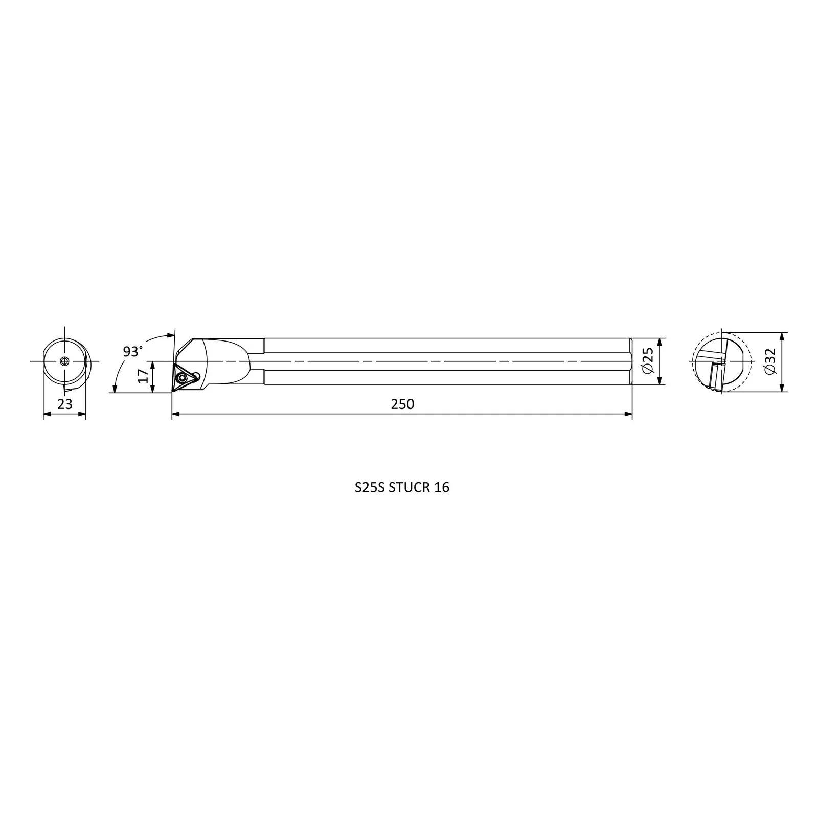S25S STUCR 16 &mdash; dimensioned drawing