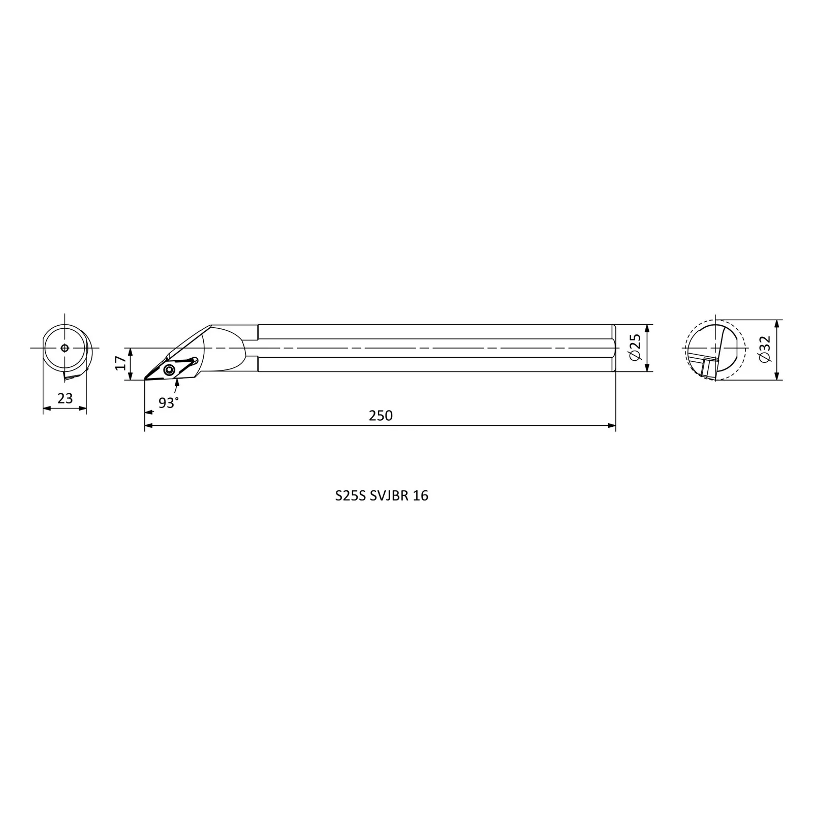 S25S SVJBR 16 &mdash; dimensioned drawing