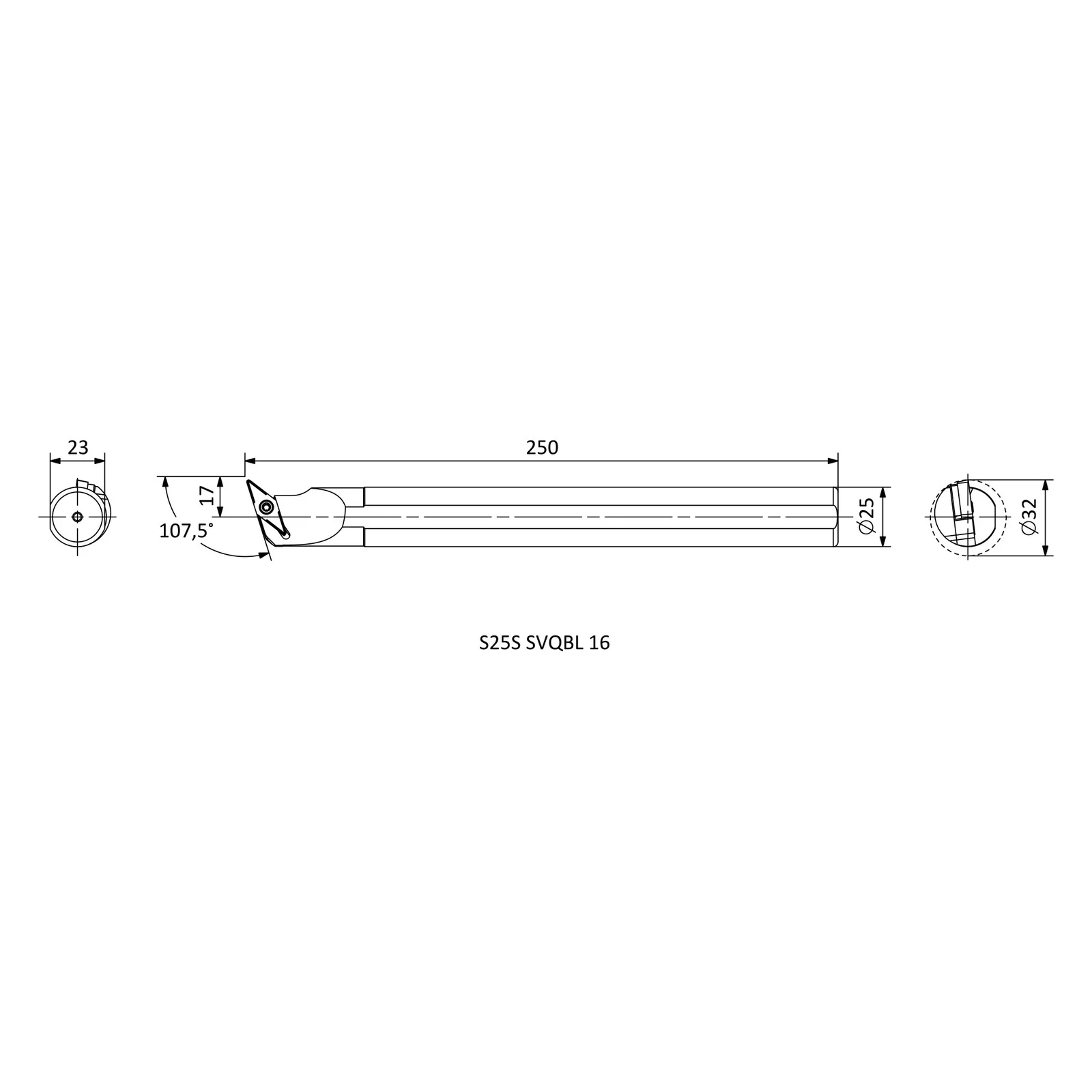 S25S SVQBL 16 &mdash; dimensioned drawing