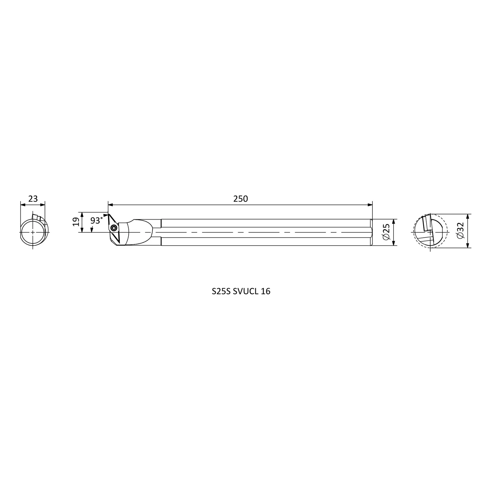 S25S SVUCL 16 &mdash; dimensioned drawing